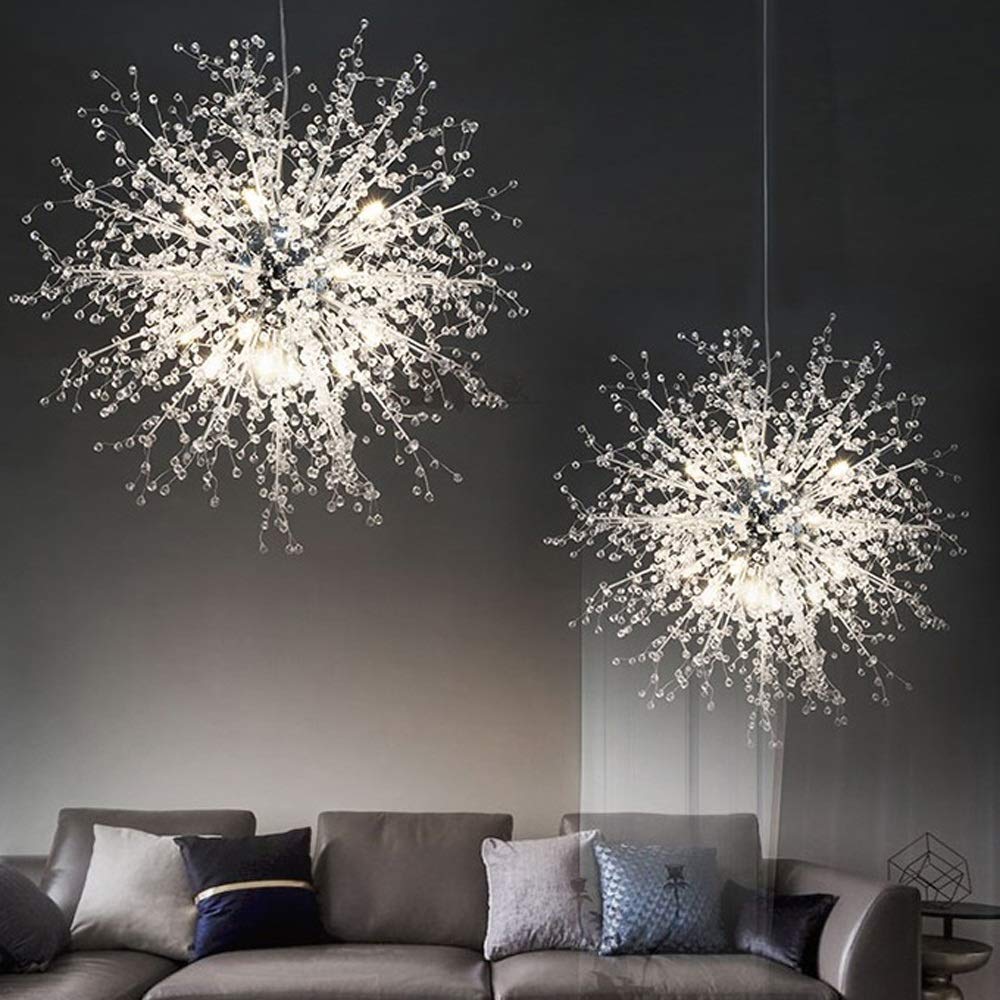 PEHUB Crystal Dandelion LED Chandelier - Modern G9 Pendant Light Fixture for Dining Room, Living Room, Bedroom, Restaurant & Office Decor | Elegant Flush Mount Lighting for Home, Hotel and Commercial Spaces