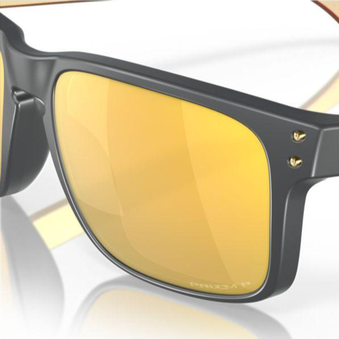 Oakley Holbrook Sunglasses Matte Carbon Frame with Prizm 24K Polarized Lenses - Low Bridge Fit (0OO9244-924459) for Driving, Outdoor Sports & Everyday Wear