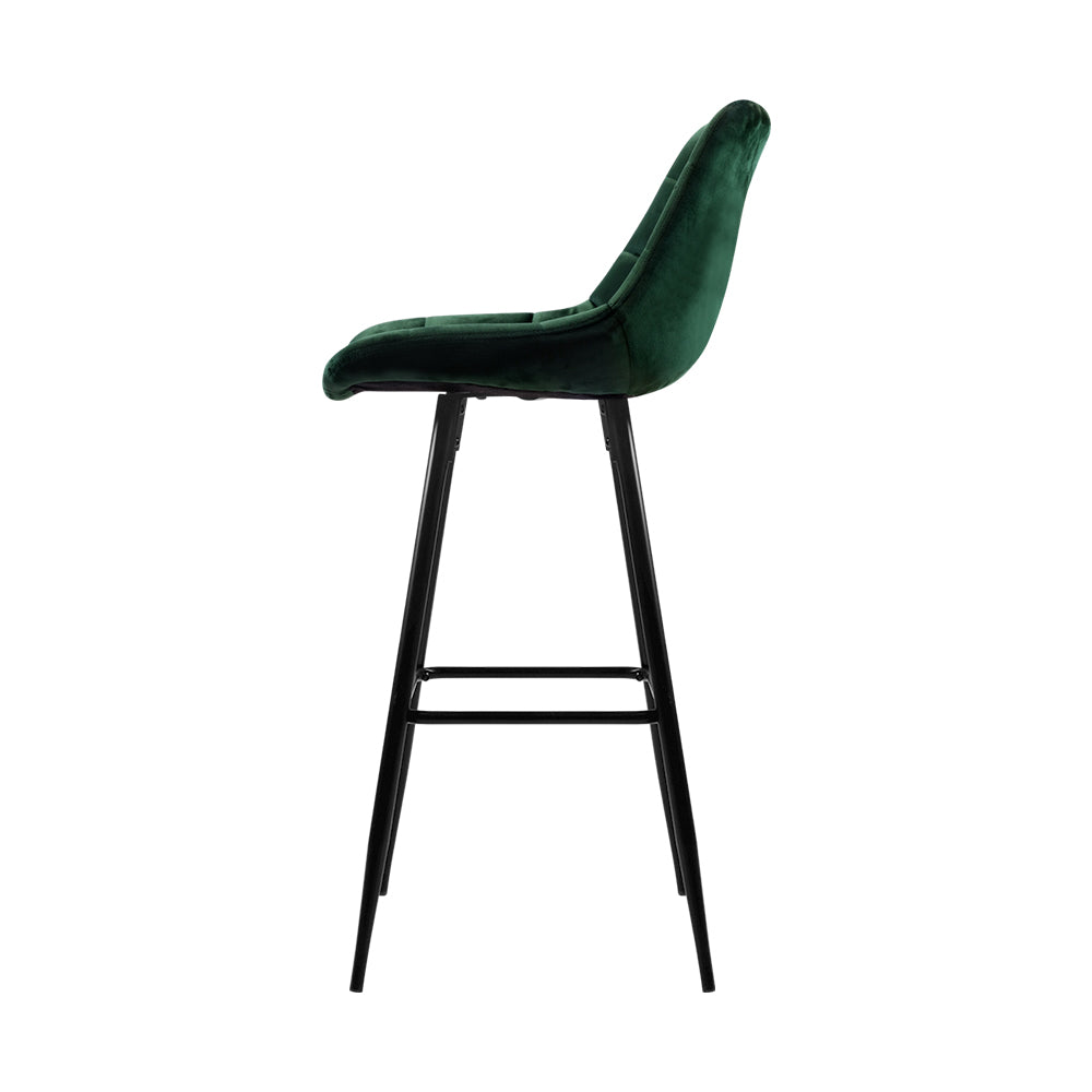 Luxury Green Velvet Bar Stools Set of 2 - Modern Counter Height Swivel Stools for Kitchen Island, Dining Room & Home Bar Decor