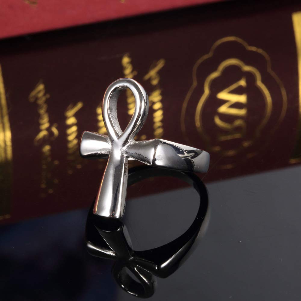 Ankh Cross Rings for Men & Women - Coptic Egyptian Key of Life Wedding Band, Promise Ring - Sizes 7-13 - Perfect for Spiritual Gifts, Couple Jewelry & Unique Wedding Accessories