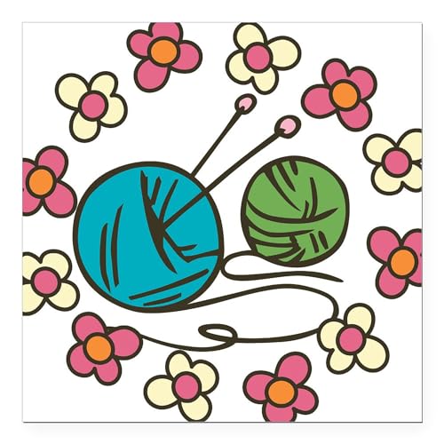 Balls of Yarn Square Car Magnet 3 X 3