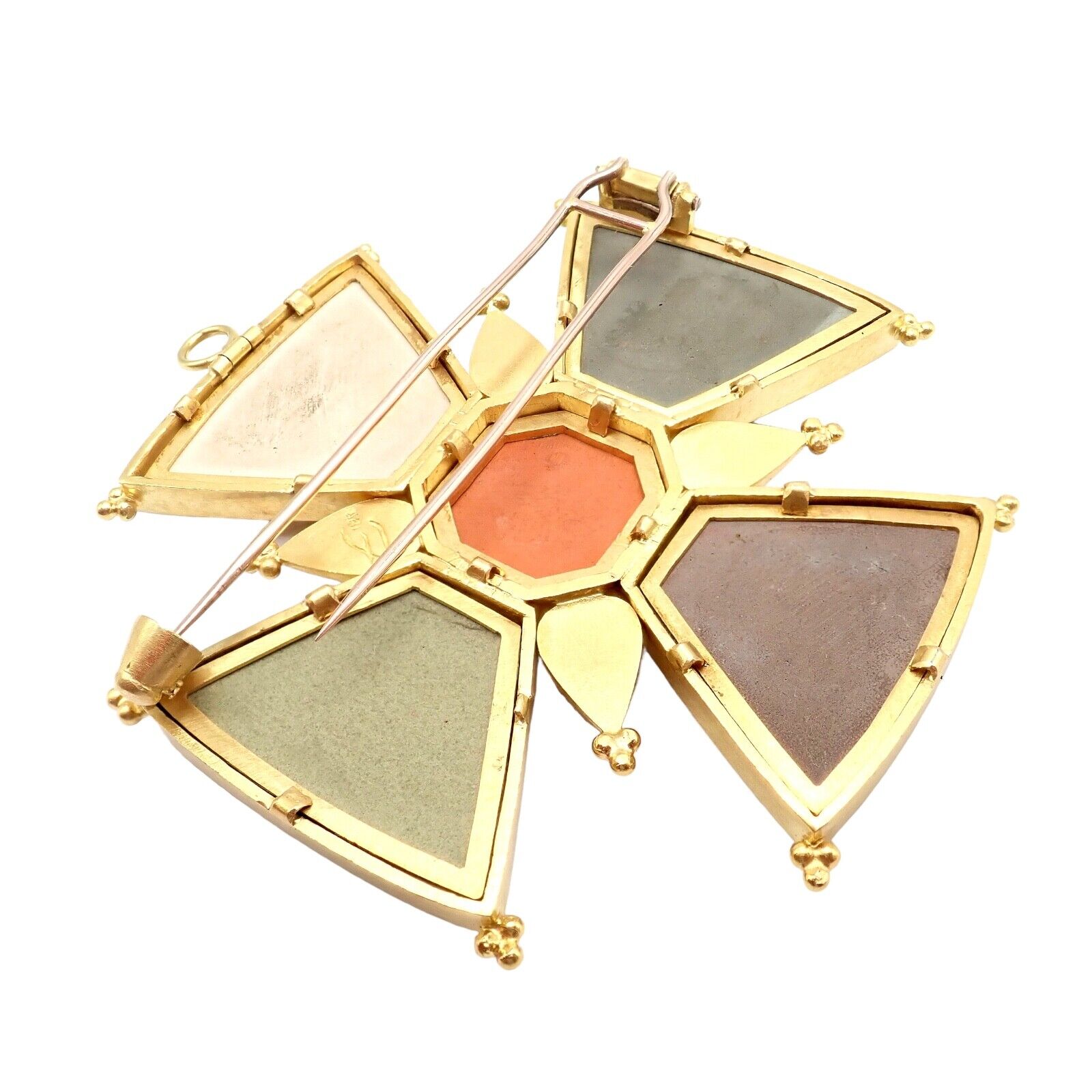 Elizabeth Locke 18k Yellow Gold Bomarzo 5 Faces Maltese Cross Brooch & Pendant - Elegant Jewelry for Women, Perfect for Parties, Weddings & Special Occasions