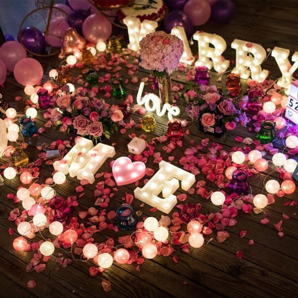 AUNMAS Heart Shaped LED Marquee Lights - Battery Powered Plastic Light Up Sign for Wedding, Birthday Party, Christmas Decoration - Perfect for Home, Bar, Nursery & Romantic Night Light Ambiance