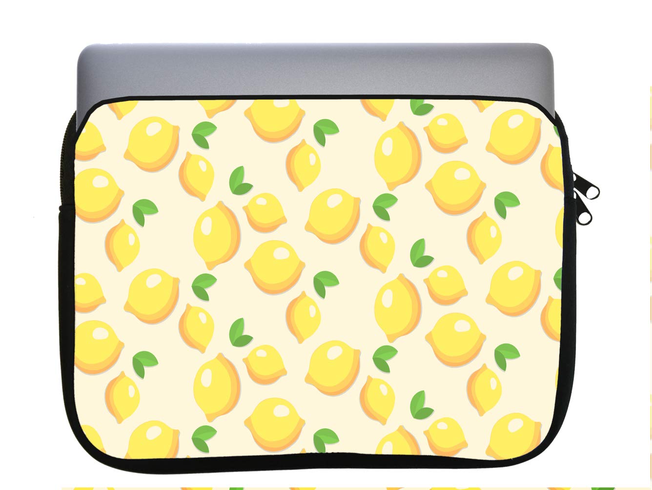 11x14 Inch Neoprene Laptop Sleeve with Lemon Pattern - Protective Zippered Case for MacBook, Windows Laptops & Notebooks - Perfect for Work, School & Travel