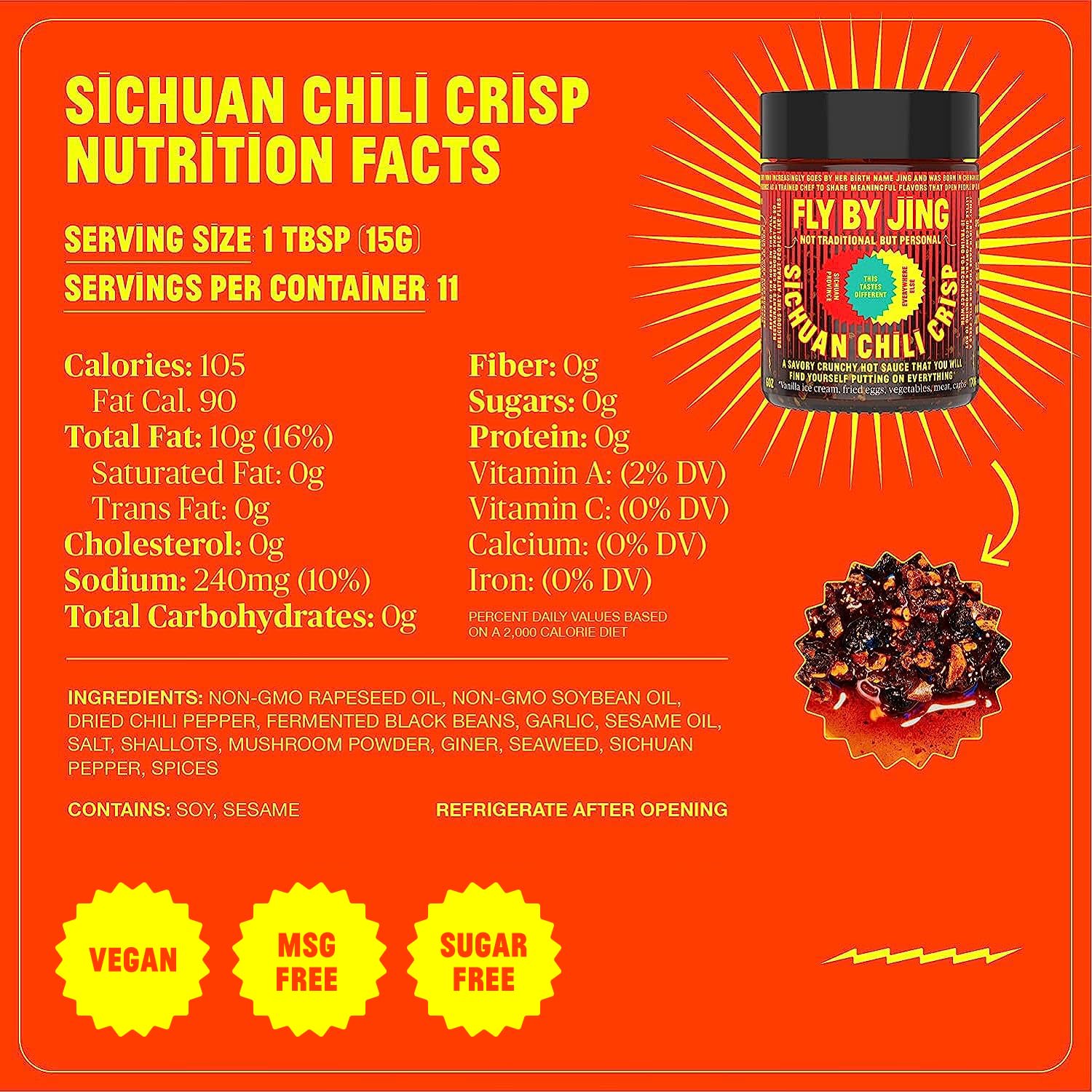 FLYBYJING Sichuan Chili Crisp - All-Natural Spicy Chili Oil Sauce with Sichuan Pepper, Vegan Gourmet Hot Sauce, 6oz (Pack of 2) | Perfect for Stir-Fries, Noodles, Dumplings & Pizza Topping