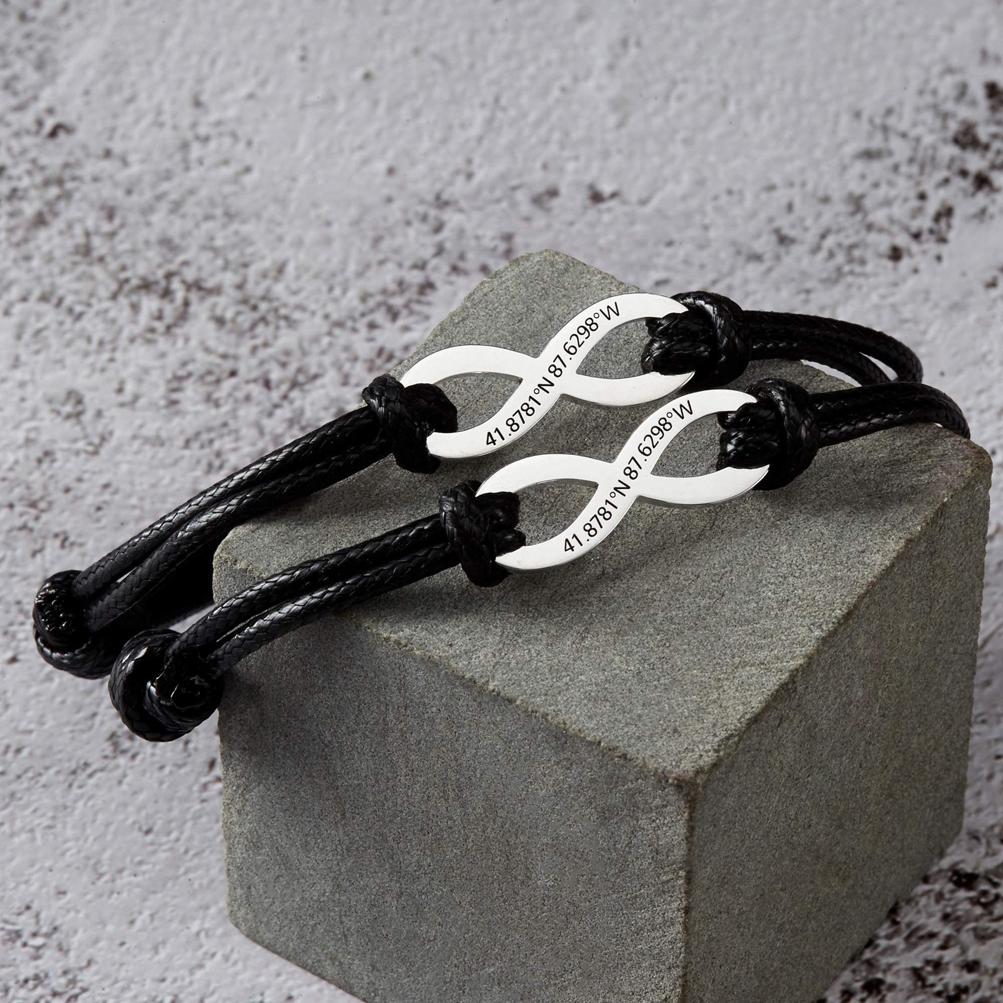 RUGGEDGIFTS Matching Couple Bracelets Set - 925 Sterling Silver Leather Anniversary Jewelry for Boyfriend & Girlfriend - Romantic Birthday Gifts for Couples - Perfect for Anniversaries, Valentine's Day & Date Nights