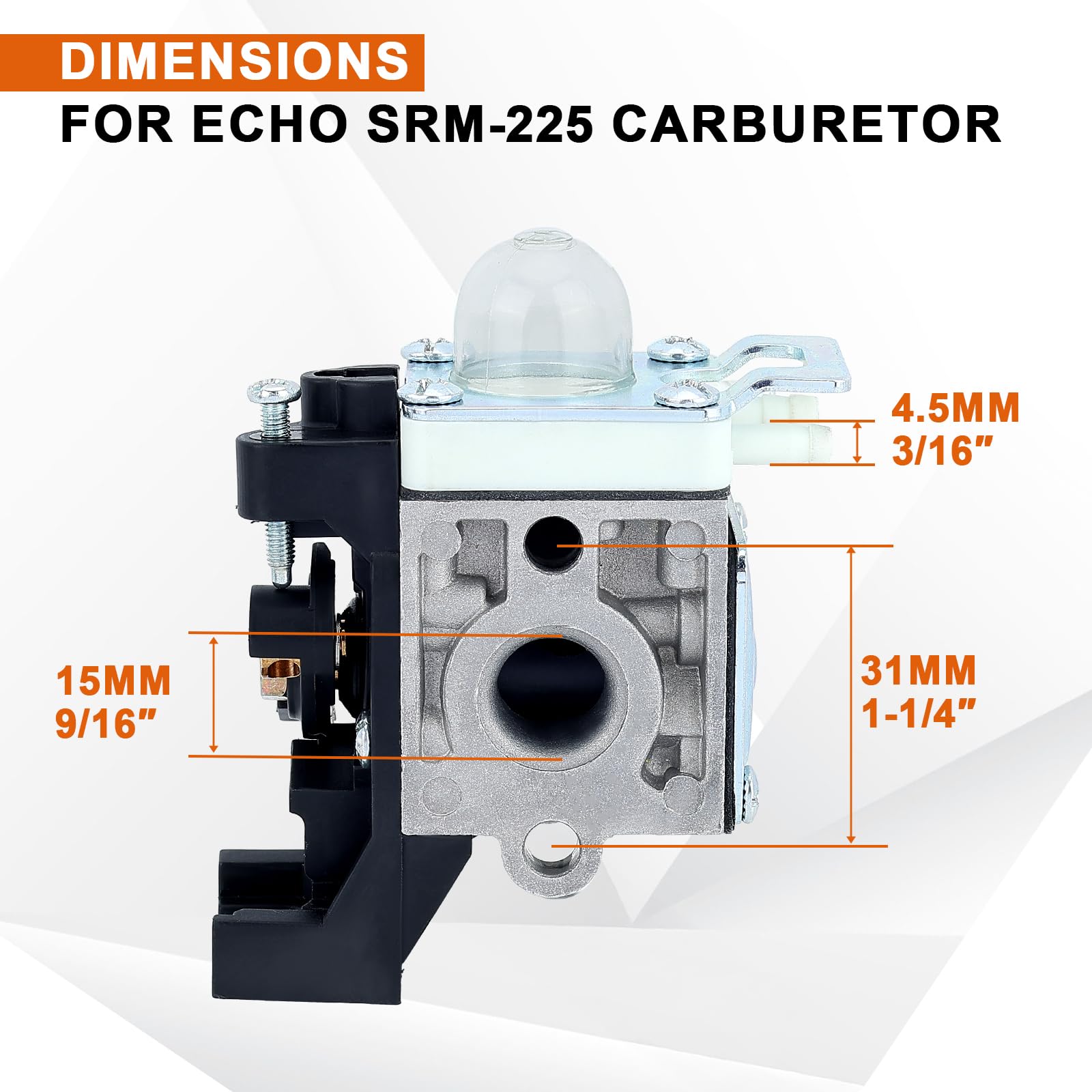 Echo SRM225 Carburetor Replacement - Compatible with SRM225, GT225, PAS225, PE225, PPF225, SHC225, SRM225i, SRM225SB, SRM225U Trimmer - Replaces RB-K93, A021001690, A021001691, A021001692 - Perfect for Lawn Maintenance & Landscaping