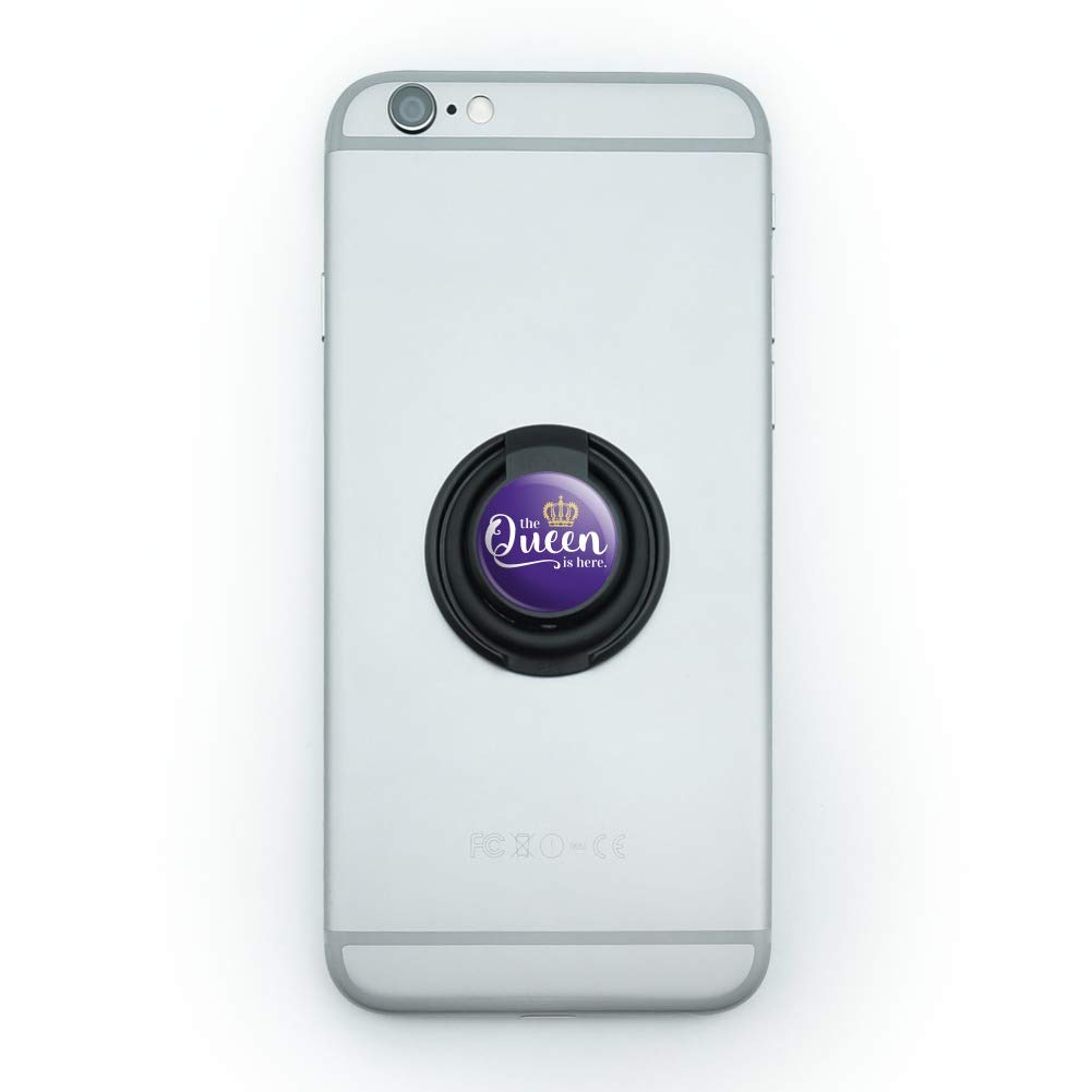 The Queen is Here Crown Royalty Mobile Smart Phone Finger Ring Grip Holder Stand - Perfect for Home, Office, and Travel Use