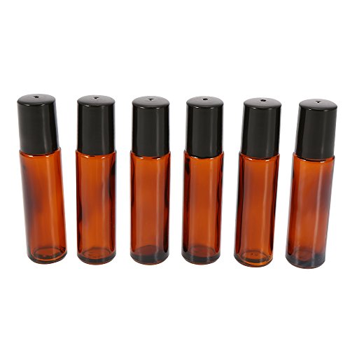 10ml Amber Glass Roll On Bottles with Stainless Steel Roller Ball - 6 Pack Essential Oil Dropper Bottles for Aromatherapy, DIY Blends & Travel Size Skincare - Leakproof & UV Protection    (Note: I removed 