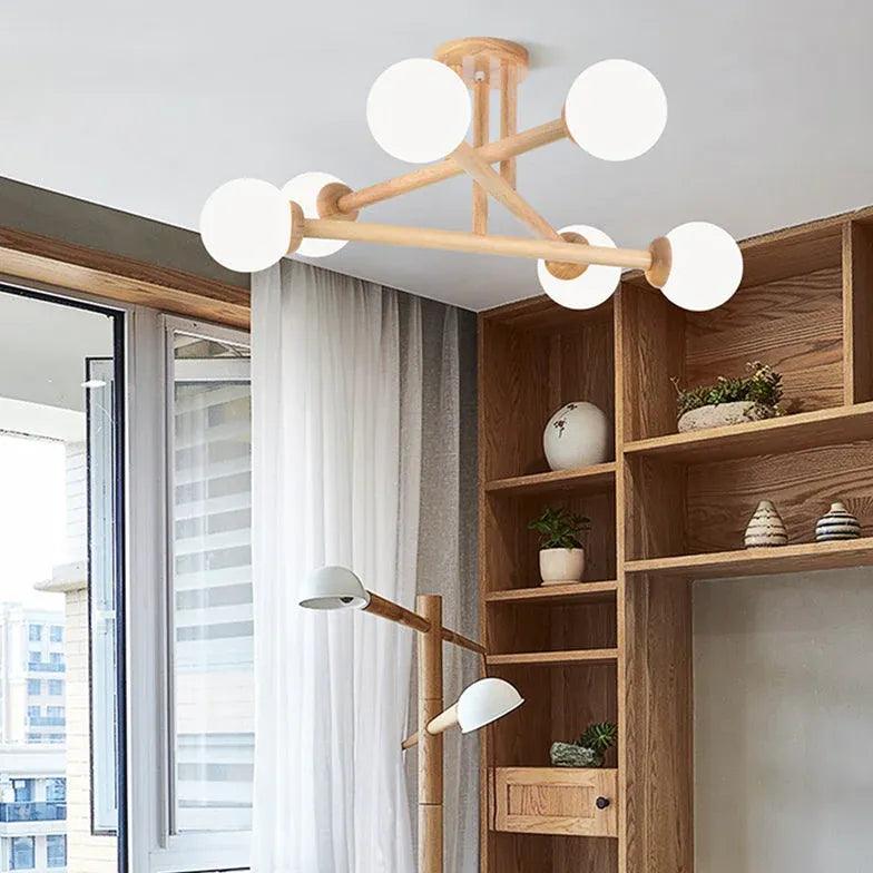 Modern Triangle Interlacing Wooden Flush Ceiling Light Fixture for Bedroom - Stylish Ambient Lighting for Home Decor, Living Room & Dining Area