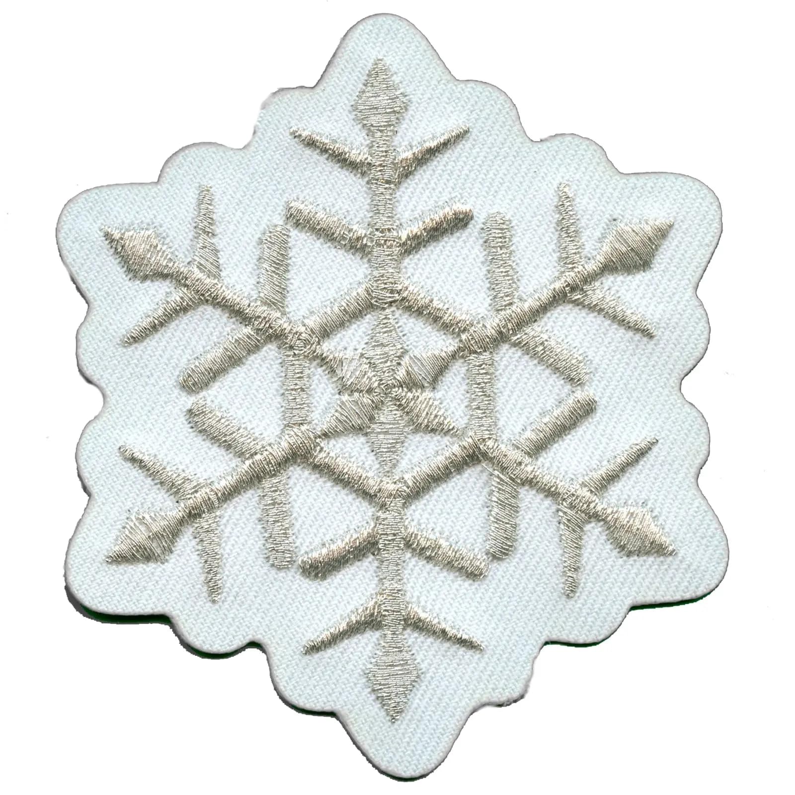 Silver Snowflake Iron On Patch - Winter Embroidered Applique for Jackets, Hats & DIY Crafts - Perfect for Holiday Decor & Costume Accessories