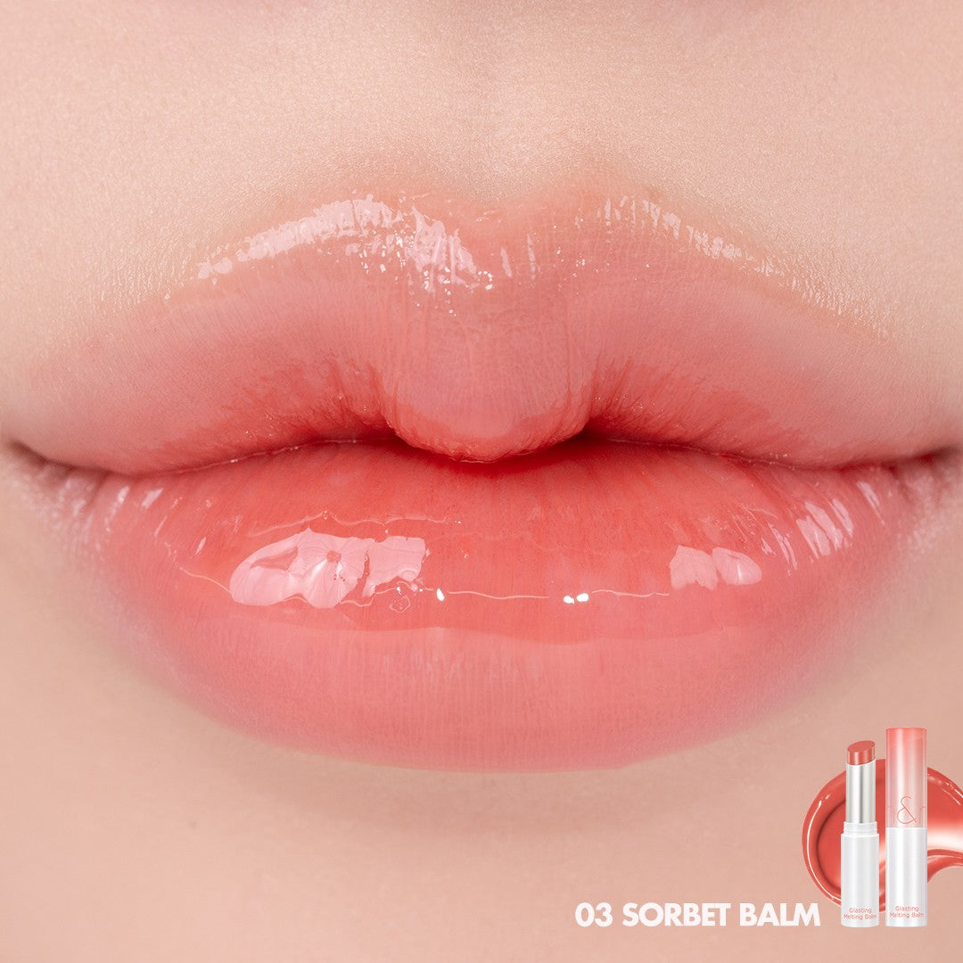 Rom&nd Glasting Melting Balm - 03 Sorbet Balm (3.5g) Hydrating Tinted Lip Balm for Soft Shiny Lips | Perfect for Daily Moisture & Natural Makeup Looks