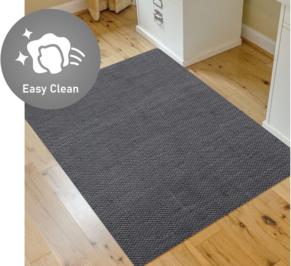 Bungalow Flooring Barbury Weave 9to5 Desk Chair Mat - 3' x 4' Non-Slip Office Chair Mat - Made in USA - Stain-Resistant & Durable - Gray - Perfect for Home Office, Workspace & Hardwood Floor Protection
