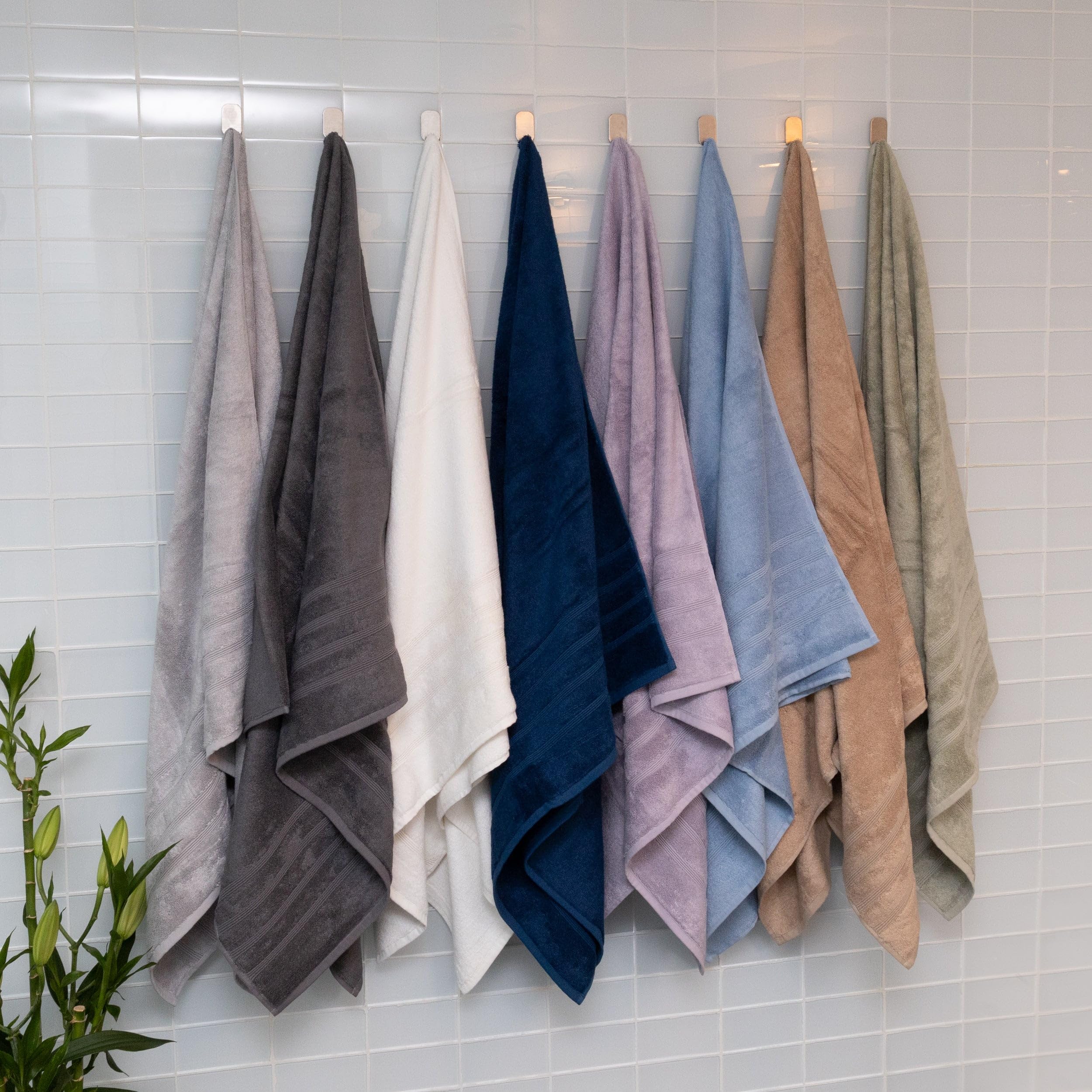 Premium Mosobam Luxury Turkish Towels Set of 2 - 35x70 Inch Oversized Bath Sheets, 700 GSM Bamboo Viscose & Aegean Cotton Blend - Soft, Absorbent & Quick-Drying for Spa, Beach & Home Use