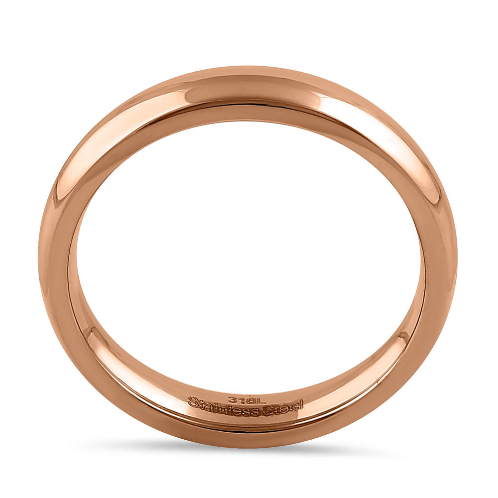 4mm Rose Gold High Polish Stainless Steel Band Ring for Women - Elegant & Durable Jewelry for Everyday Wear, Gift, Wedding, and Special Occasions