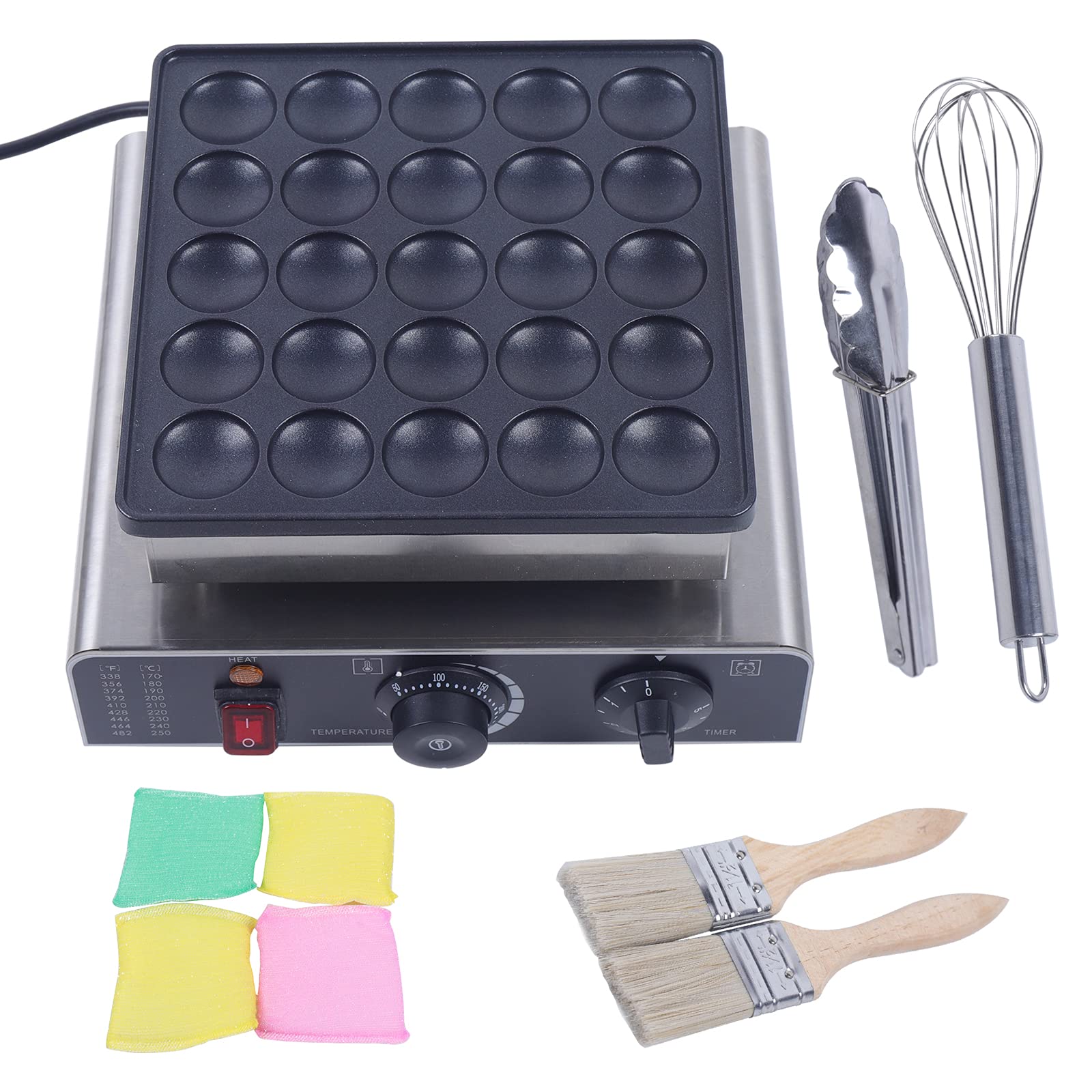 25-Hole Mini Pancake Maker Machine - Electric Dorayaki & Muffin Maker with Nonstick Surface - Perfect for Pancakes, Cake Pops - Ideal for Restaurants, Home Kitchens & Breakfast Parties