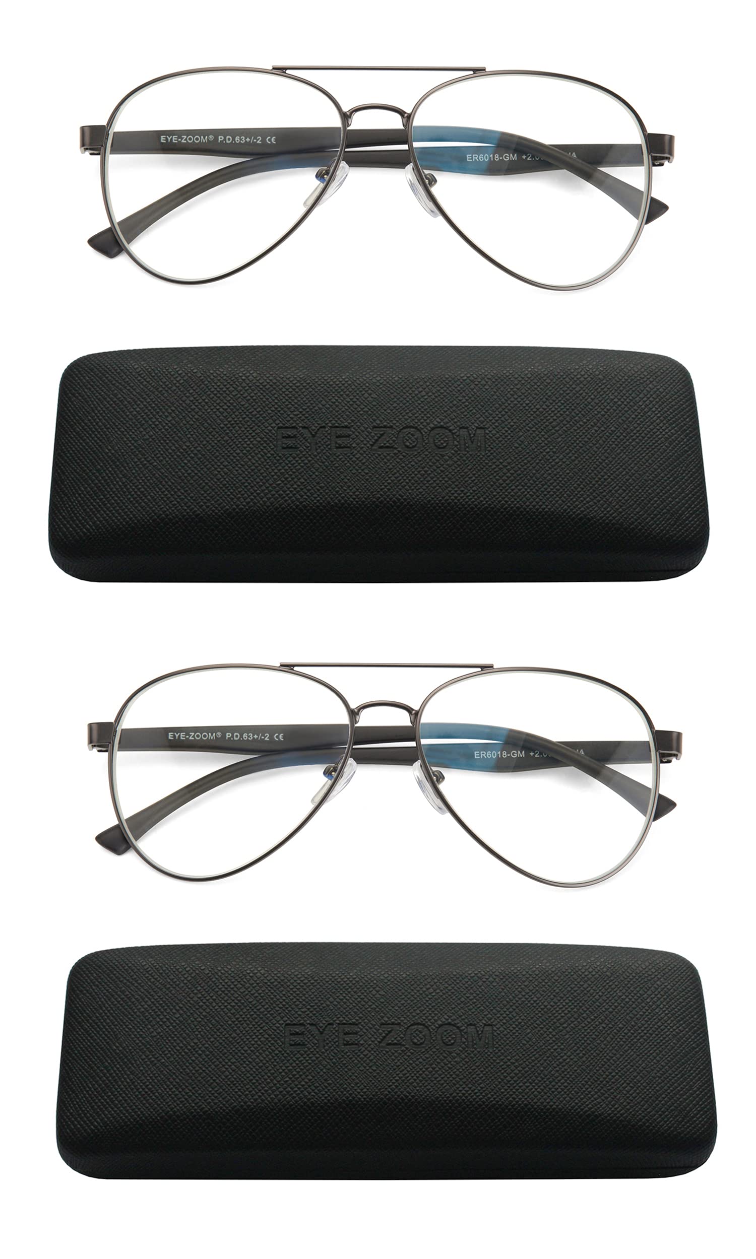 Unisex Aviator Blue Light Blocking Reading Glasses - Anti Eyestrain for Computer Work, Gaming & Reading - UV Protection Glasses for Men & Women