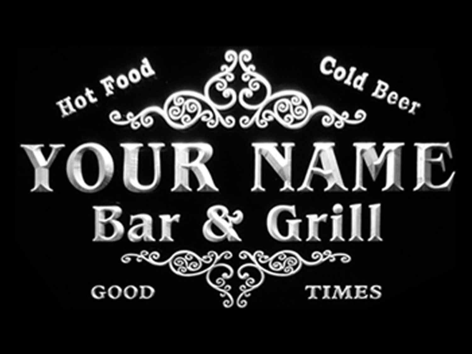Custom Personalized Family Bar & Grill LED Neon Sign - 24x16 Inches White Beer Home Bar Decor for Man Cave, Basement, Pub & Restaurant