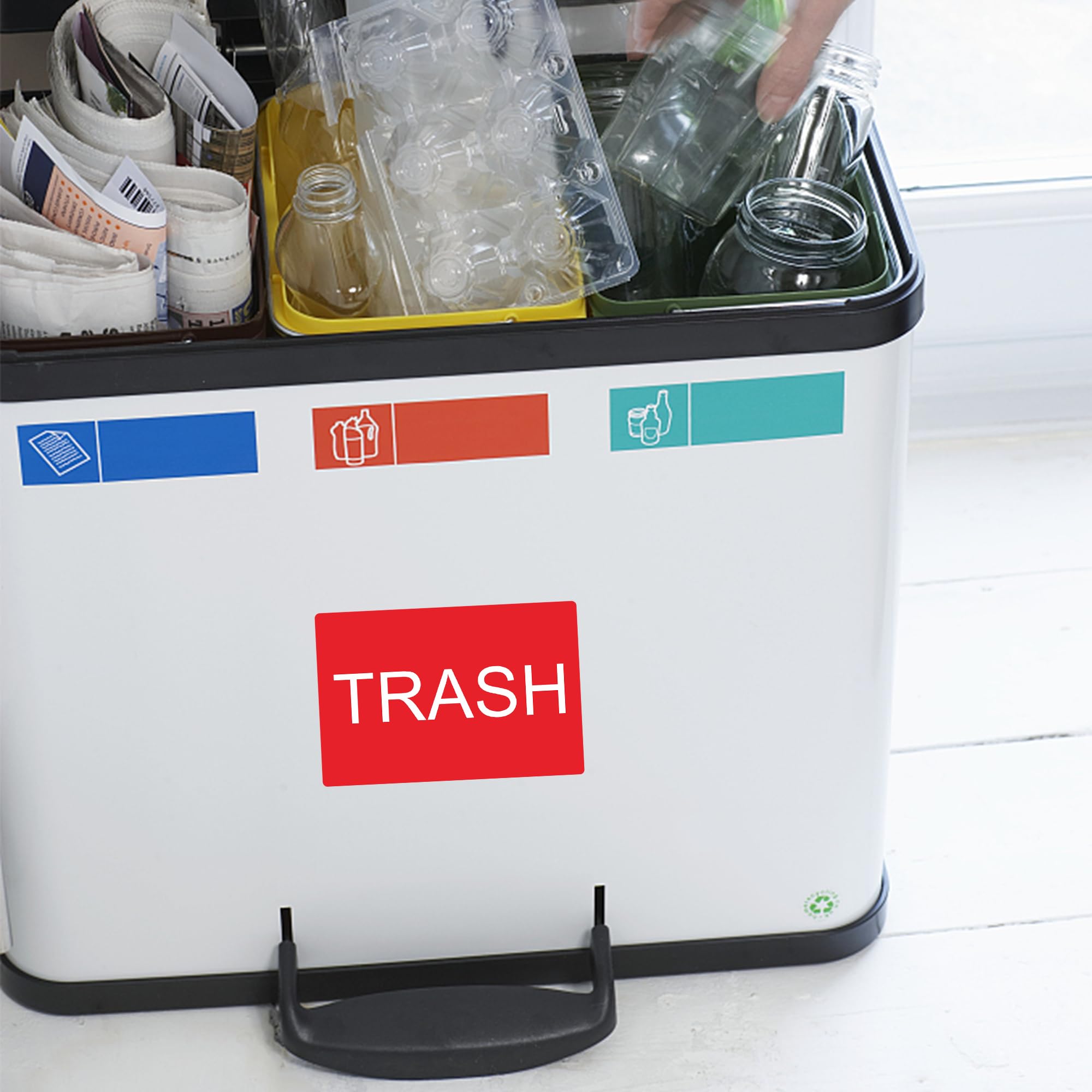 2×3 Inch Disposal & Trash Can Stickers - 300 Adhesive Labels Per Roll, Large Red Background with White Text | Perfect for Waste Bins, Recycling Containers & Office Organization