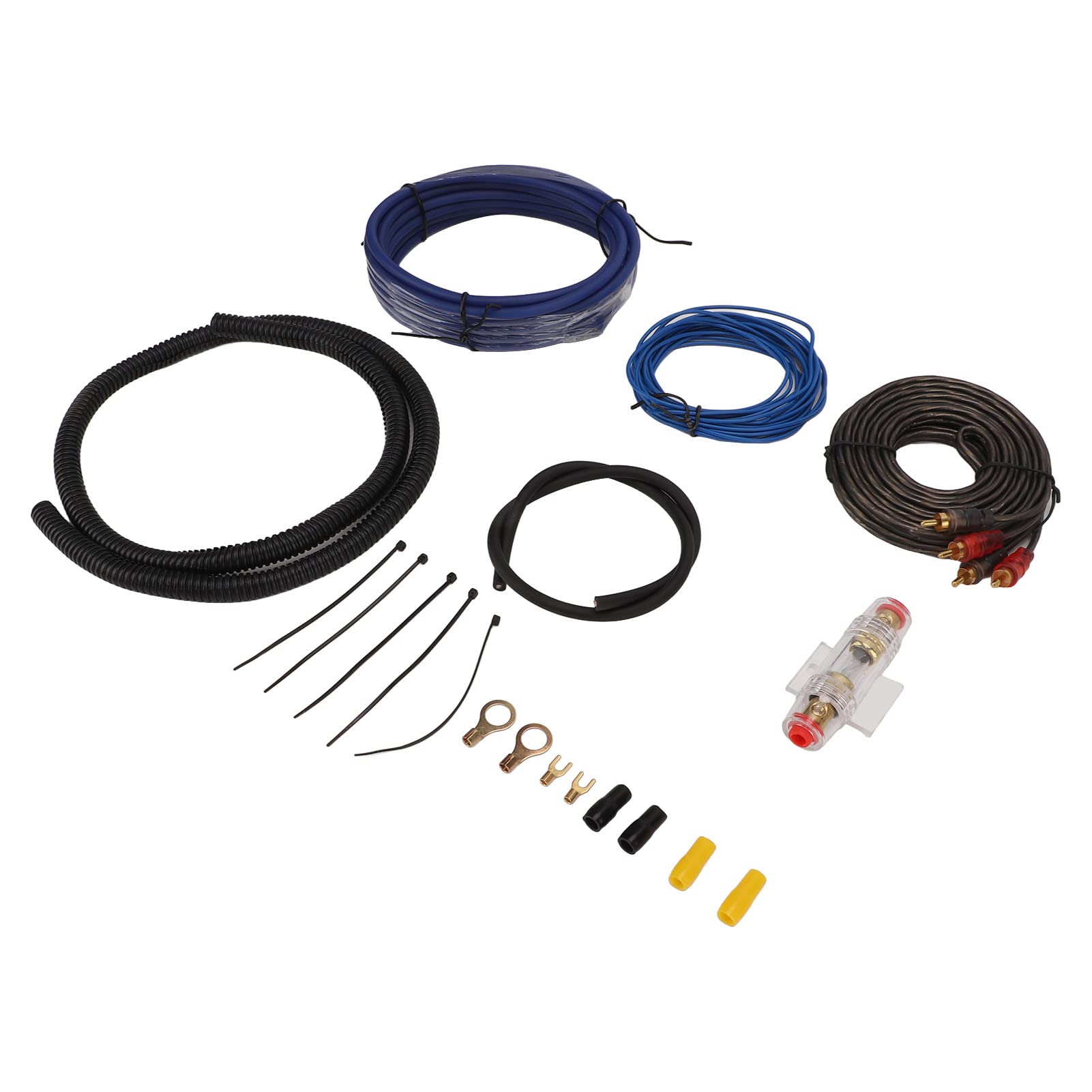 High-Density Copper Car Audio Cable Kit - Flexible Power Wire for Amplifiers & Subwoofers - Perfect for Car Audio System Upgrades
