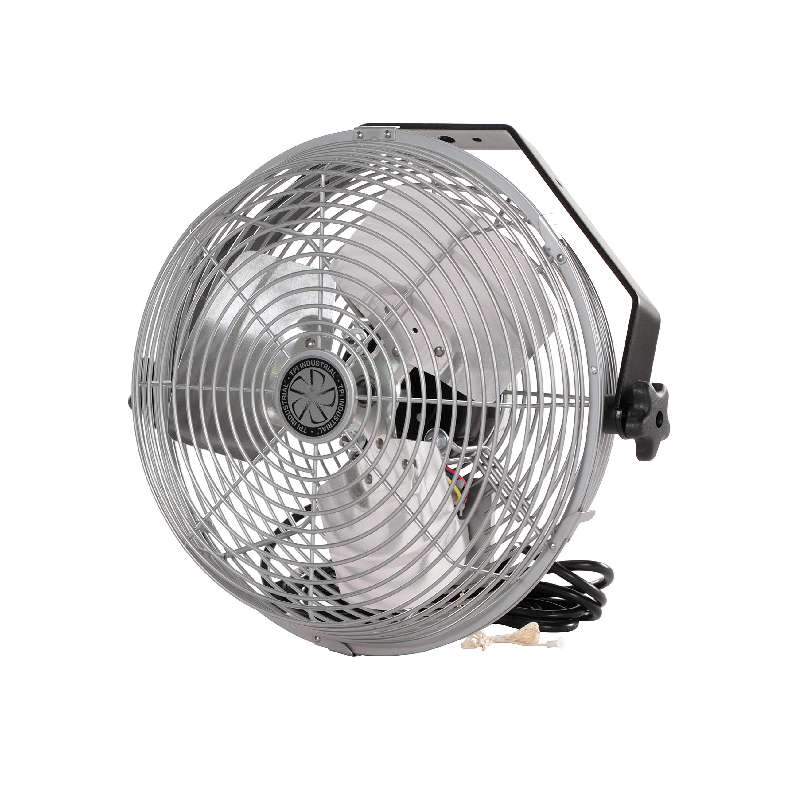 U12-TE Industrial Ceiling Fan - 12 Inch Wall Mount Commercial Fan with 3 Speed Settings, 120V Single Phase Motor - Durable Metal Hanging Fan for Workstations, Warehouses & Factories (Gray)