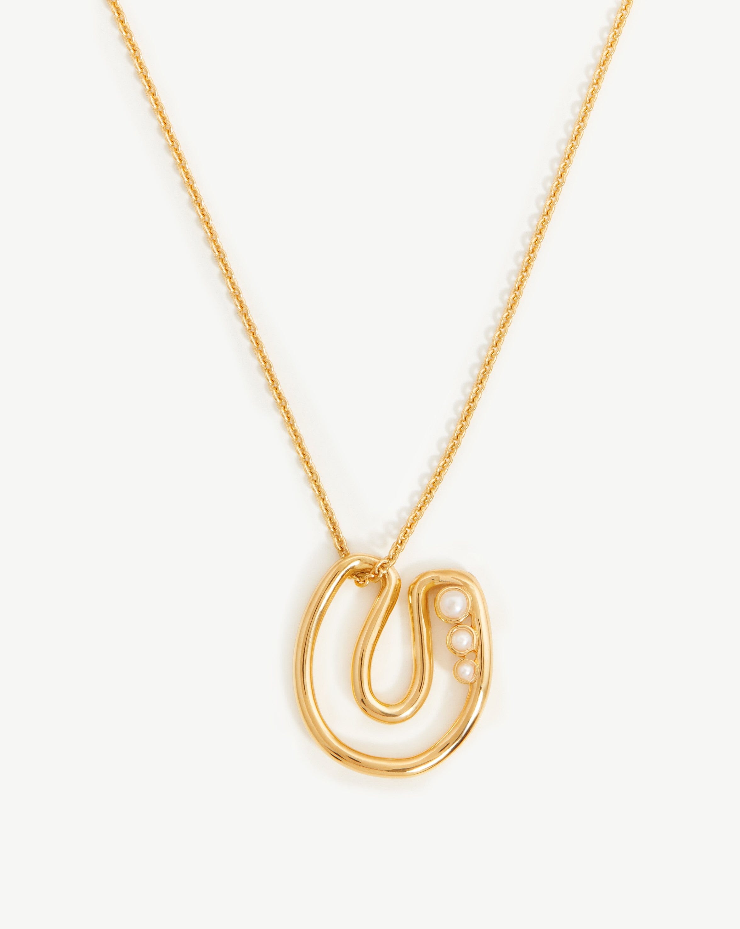 Chubby Pearl Initial Pendant Necklace - Letter U | 18k Gold Vermeil & Freshwater Pearl Jewelry for Women - Perfect Gift for Birthday, Anniversary & Valentine's Day