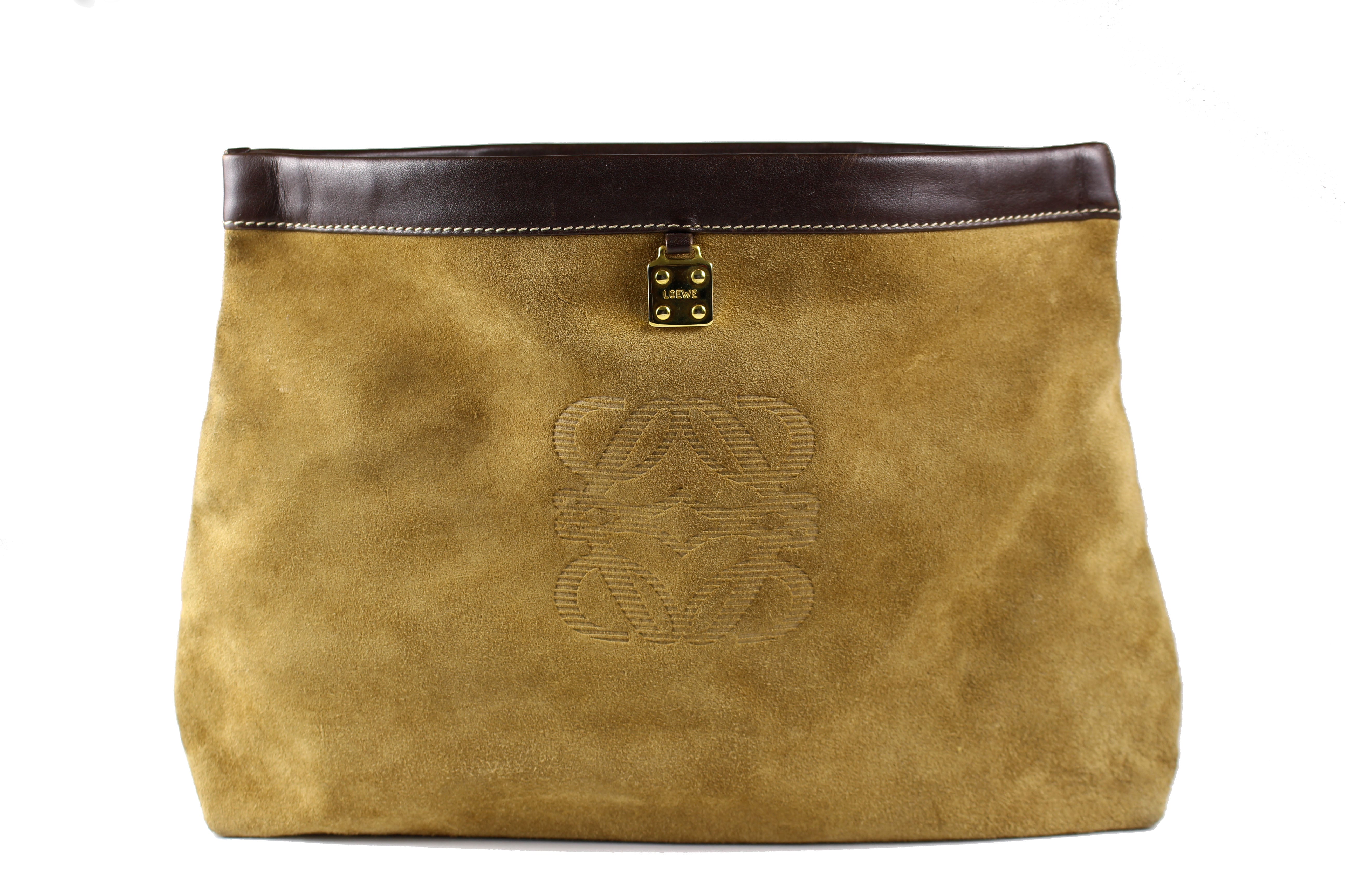 LOEWE Beige Suede Pochette Bag - Women's Luxury Crossbody Clutch for Evening Parties & Date Nights