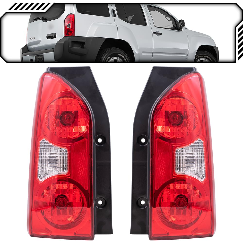 Halogen Replacement Tail Lights for 2005-2015 Nissan Xterra - Compatible with Part Numbers NI2800173, NI2801173, 26555EA025, 26550EA025 - Pair - Enhanced Visibility & Safety for Night Driving & Off-Road Adventures