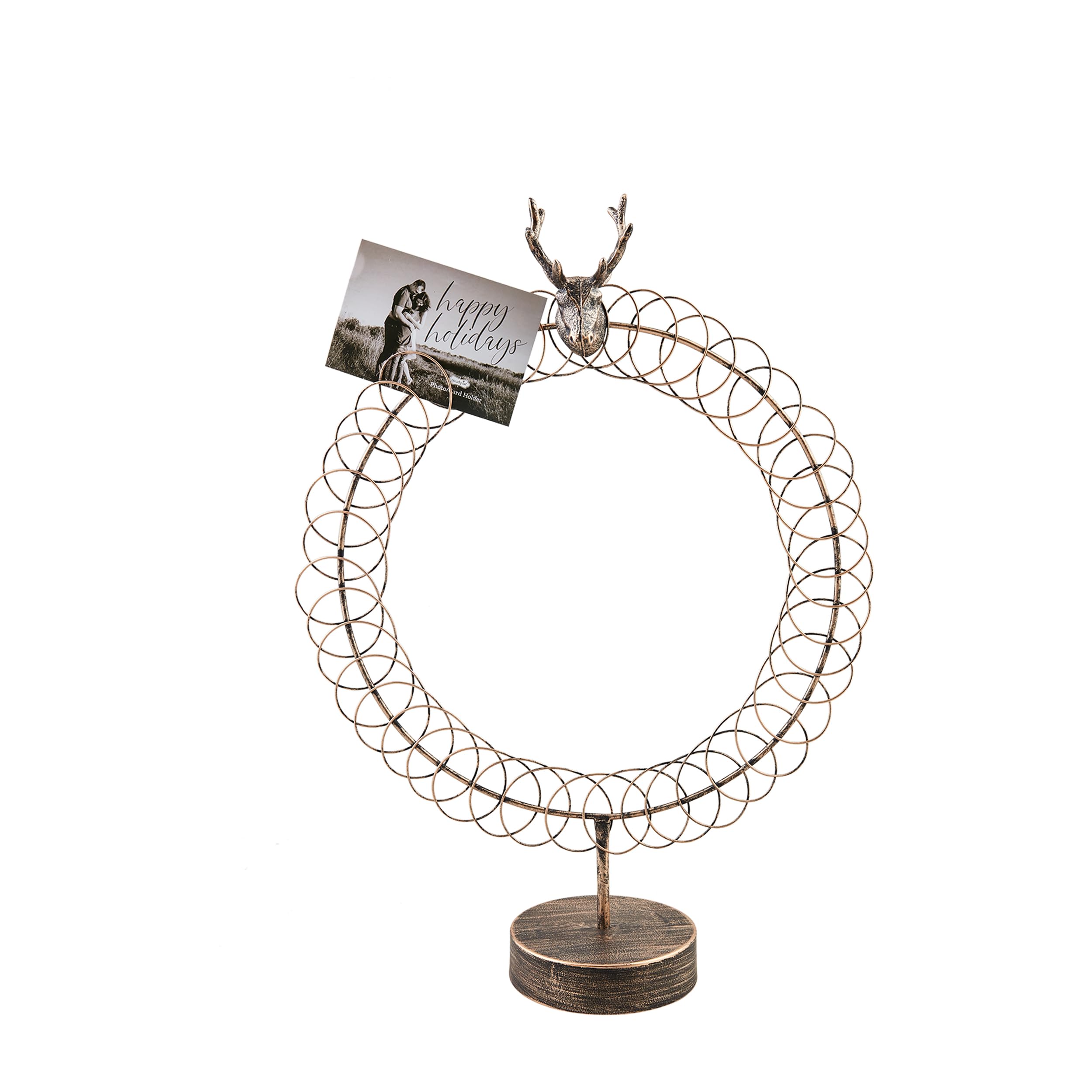 Mud Pie Silver Deer Card Holder Table Sitter - Elegant Greeting Card Display for Christmas, Weddings & Home Decor