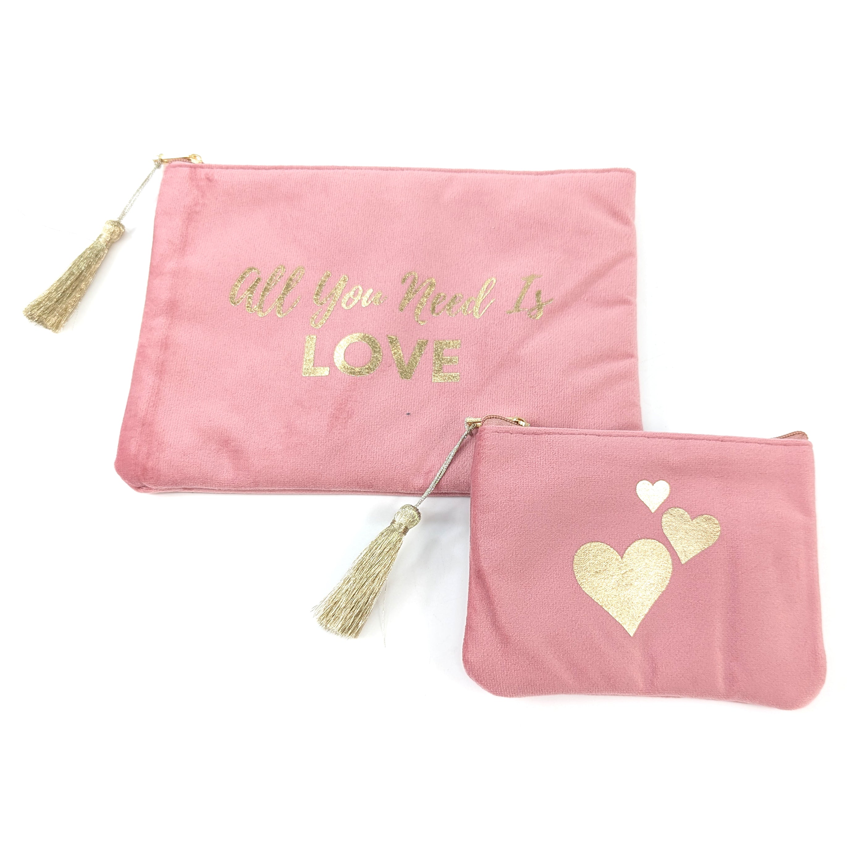 All You Need is Love' Set of 2 Velvet Bags & Purses for Women - Luxurious Soft Velvet Handbags for Parties, Weddings & Special Occasions