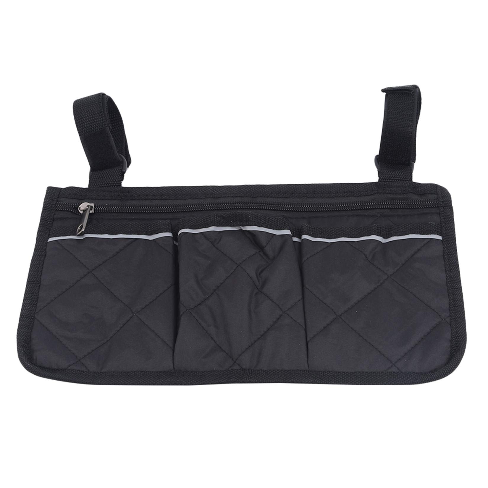 Wheelchair Side Bag - Arm Rest Pouch Organizer for Wheelchairs, Walkers, Rollators & Scooters - Black | Convenient Storage for Mobility Aids Accessories