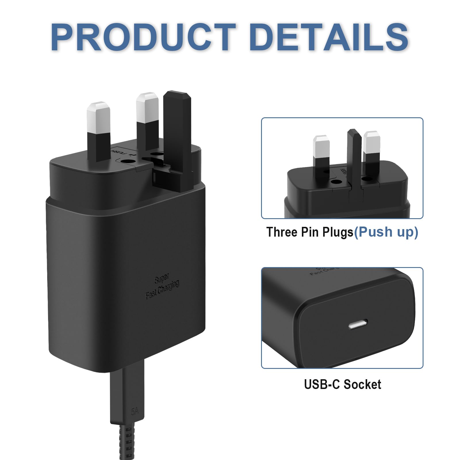 45W Super Fast USB C Charger for Samsung Galaxy S25 Ultra/S25+/S25/S24 Ultra/S24+/S24/S23/S22/S21, A56/A55/A54/A36/A26/A16, Z Fold 6/Flip 6, Tab S10/S9 - Includes 6.6ft 5A Type-C Cable - Perfect for Home, Office & Travel Charging