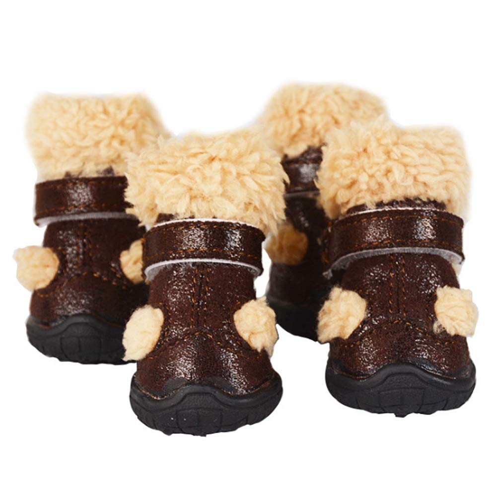 **Waterproof Dog Boots for Winter - Anti-Slip Sole Paw Protectors for Snow, Hiking & Outdoor Activities - Warm Pet Shoes for Dogs & Puppies (Brown, Size 5)**    *Perfect for snowy walks, hiking trails, and protecting paws from salt, ice, and rough terrain.*