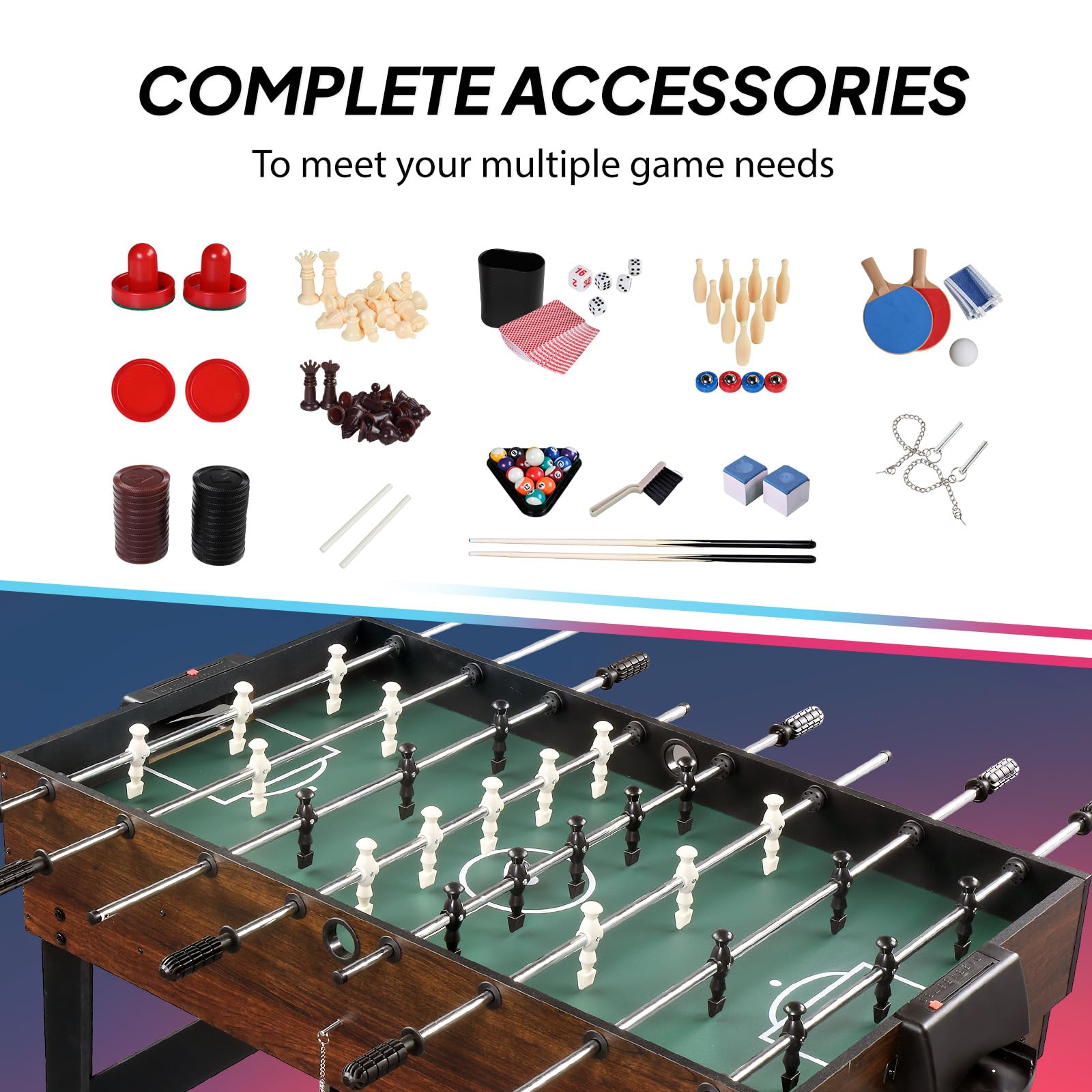 PEXMOR 10-in-1 Multi Game Table for Adults - 48