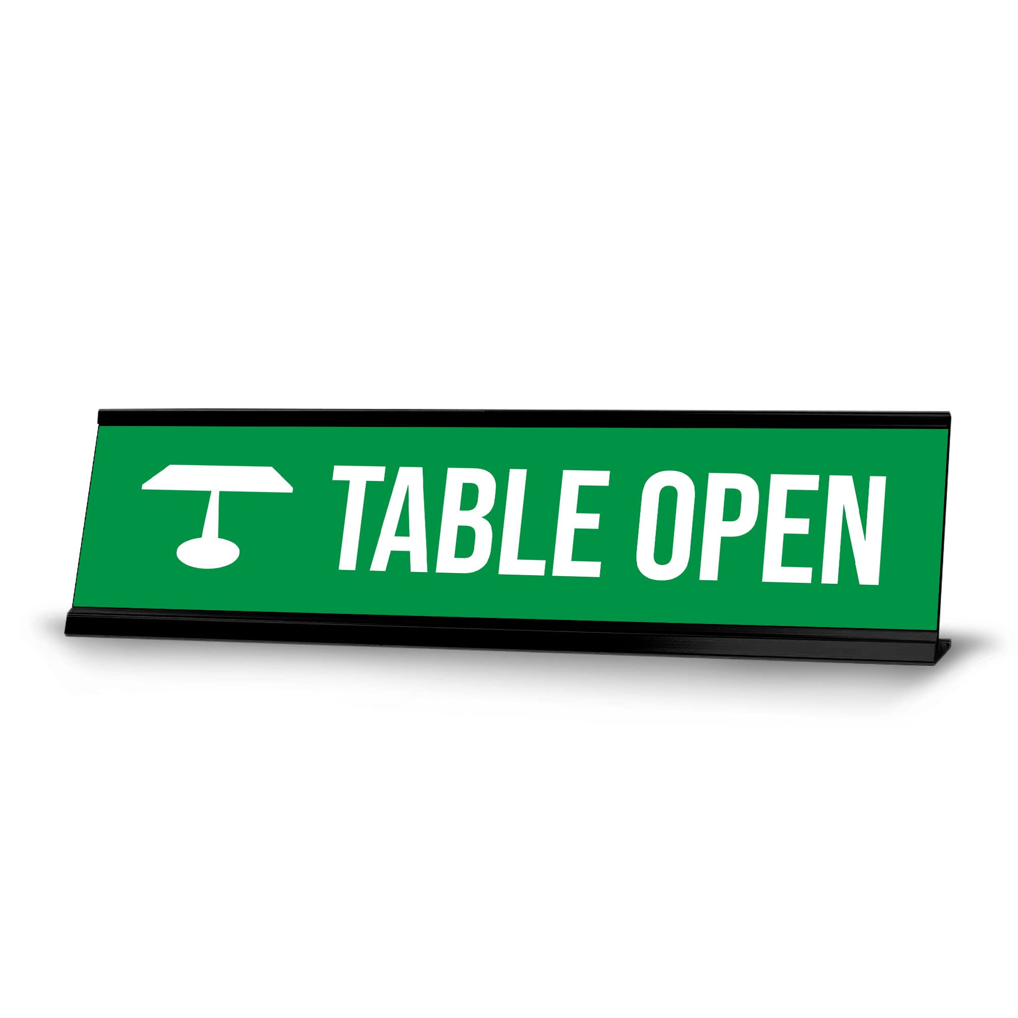 Green and Black Frame Table Open Desk Sign (2x8