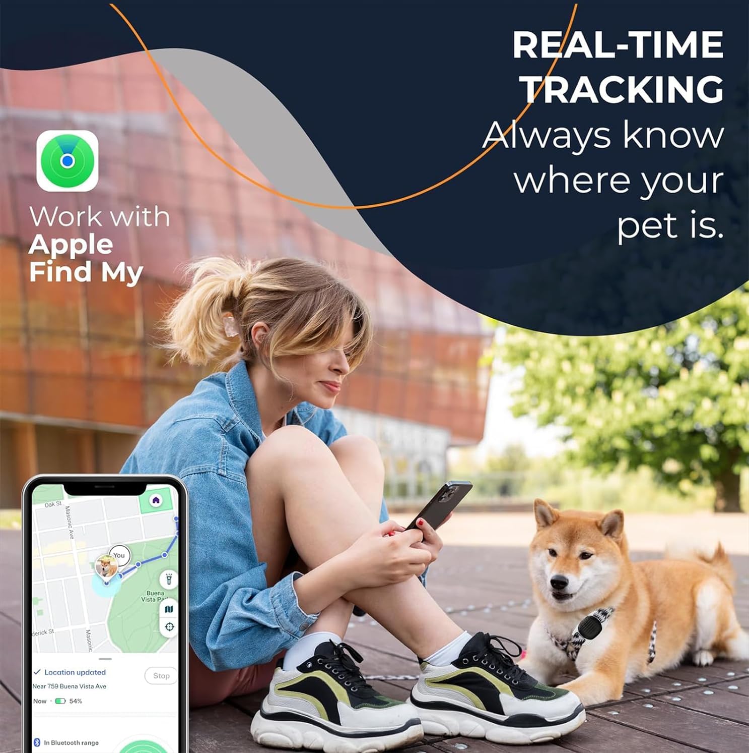 **Smart Pet Tracker for Dogs – MFi Certified GPS-Free Location Device with Holder, Works with Find My (iOS), No Monthly Fee – Ideal for Outdoor Adventures & Lost Pet Recovery**