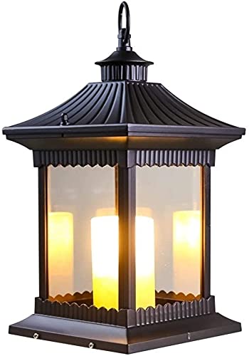 Vintage Outdoor Lamp Post Light Fixture - Waterproof IP65 E14 Candle Pillar Light with Metal & Glass Design, Imitation Marble Column for Garden, Lawn, Park & Patio Lighting | Perfect for Pathway, Driveway & Landscape Illumination