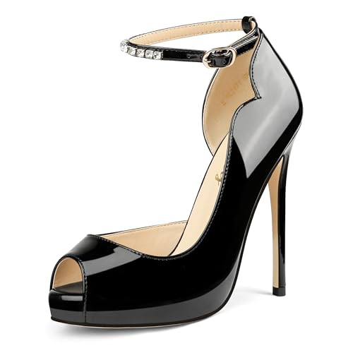 Black With Shiny Ankle Straps