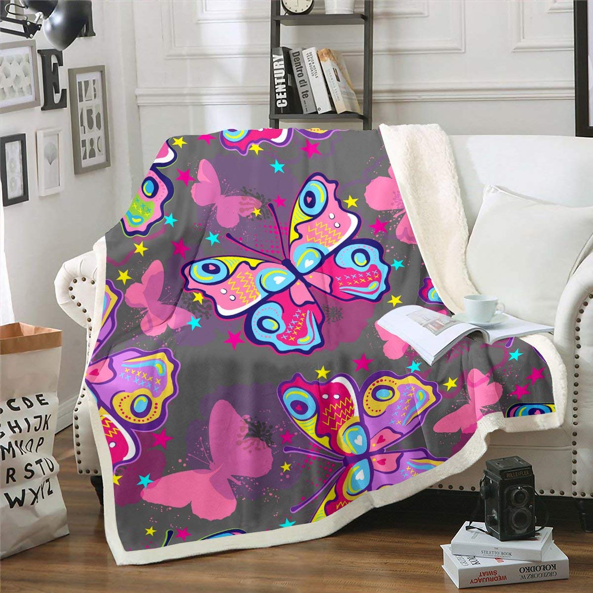 Monarch Butterfly Sherpa Fleece Blanket 30