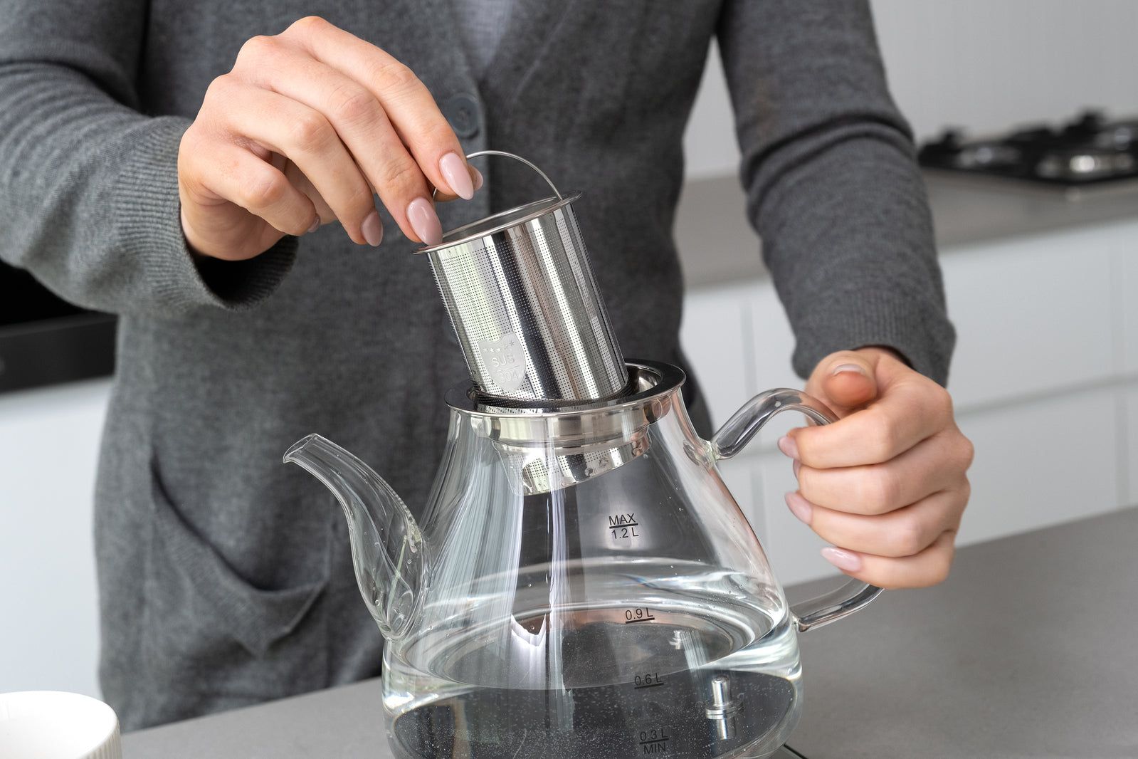 1.2L Digital Glass Electric Kettle with Tea Infuser - 800W Fast Boiling for Tea, Coffee & Hot Beverages - Perfect for Home, Office & Dorm Use