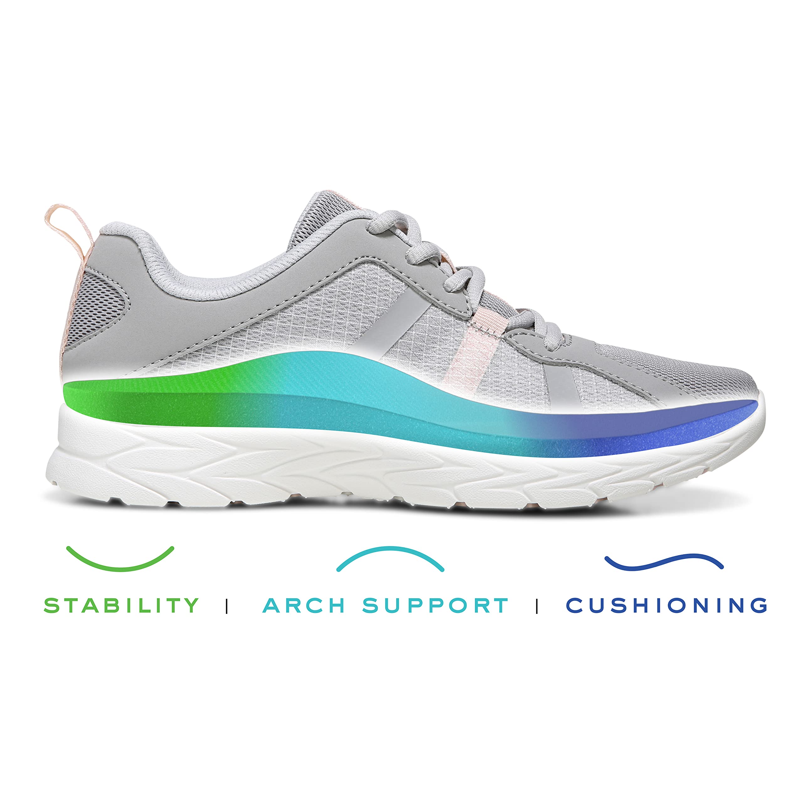 Vionic Brisk Radiant Women's Athletic Comfort Shoes - Wasabi/Blue Glass - Wide Width 9 - Perfect for Running, Walking & Gym Workouts
