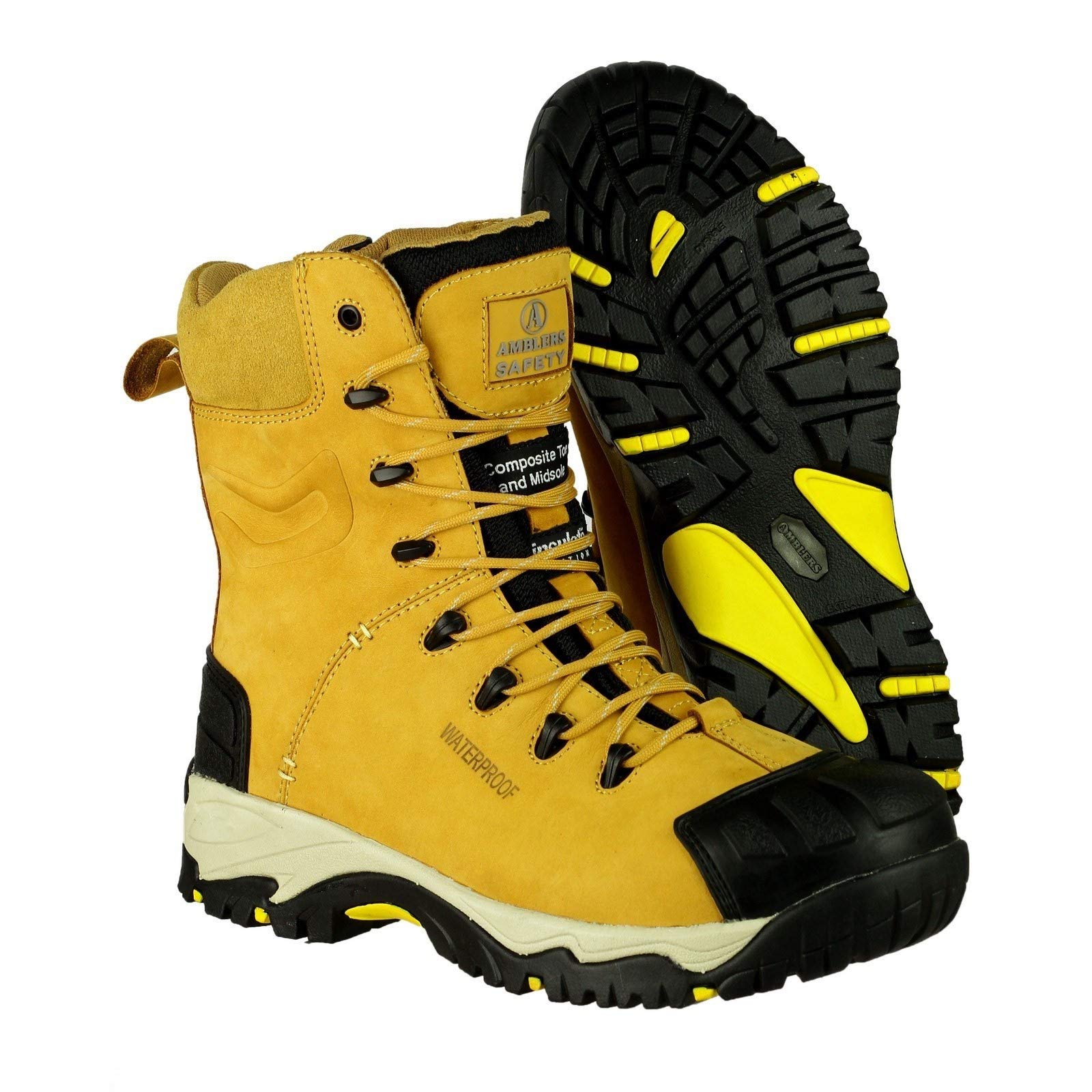 Amblers FS998 S3 Safety Boots - Steel Toe Work Boots for Men, Waterproof & Slip-Resistant, OSHA Compliant - Ideal for Construction, Warehouse & Industrial Work