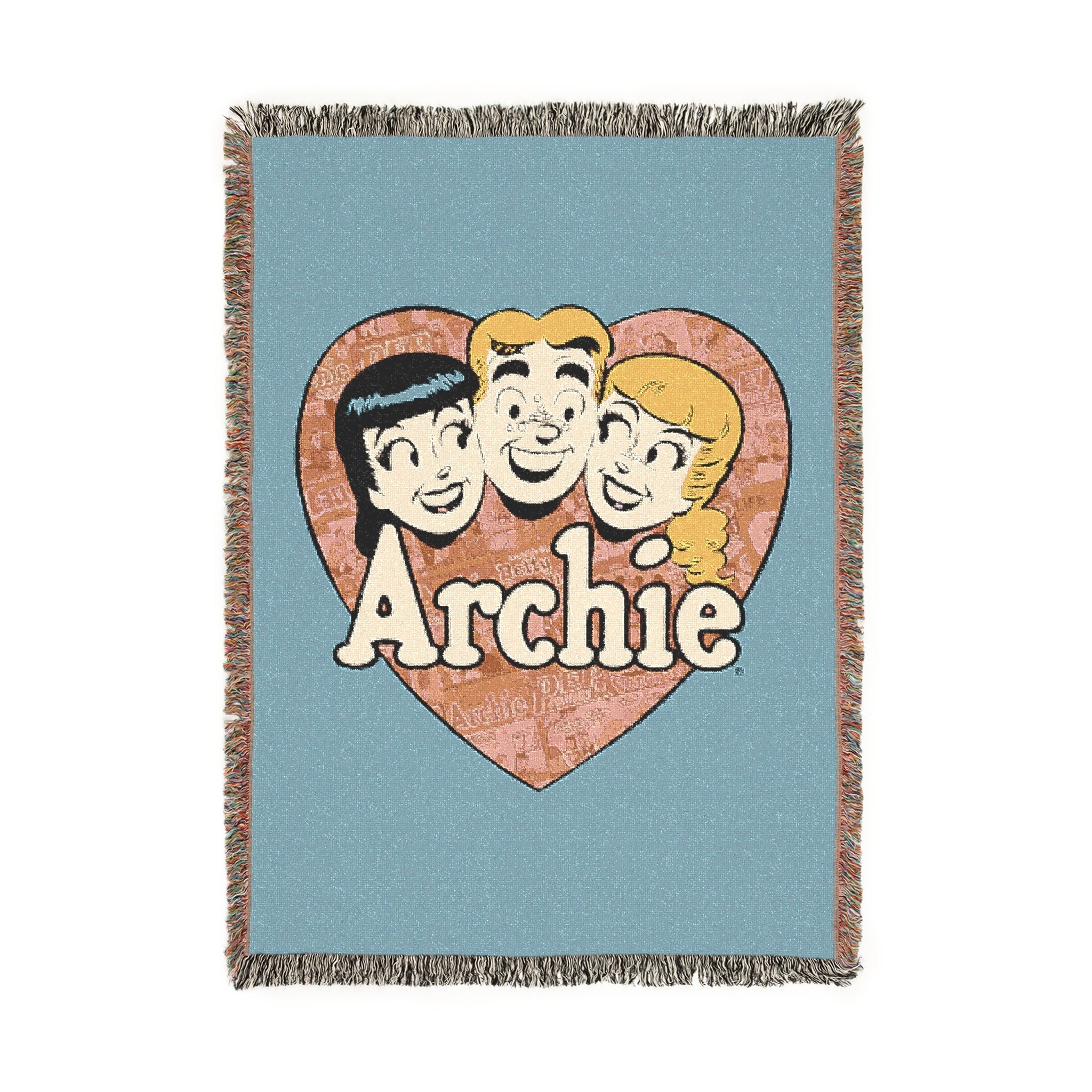 Vintage Archie Comics Heart Woven Blanket - Betty & Veronica Design - Soft Throw Blanket for Bedroom, Couch & Gifts - 70s Retro Style Home Decor