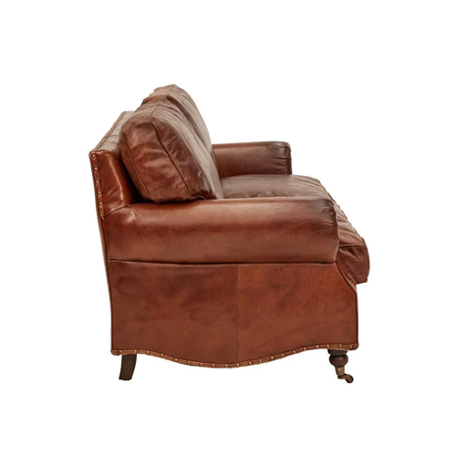 Winslow Genuine Leather 3-Seater Sofa in Aged Brown - Luxurious Comfort for Living Room, Lounge & Home Theater