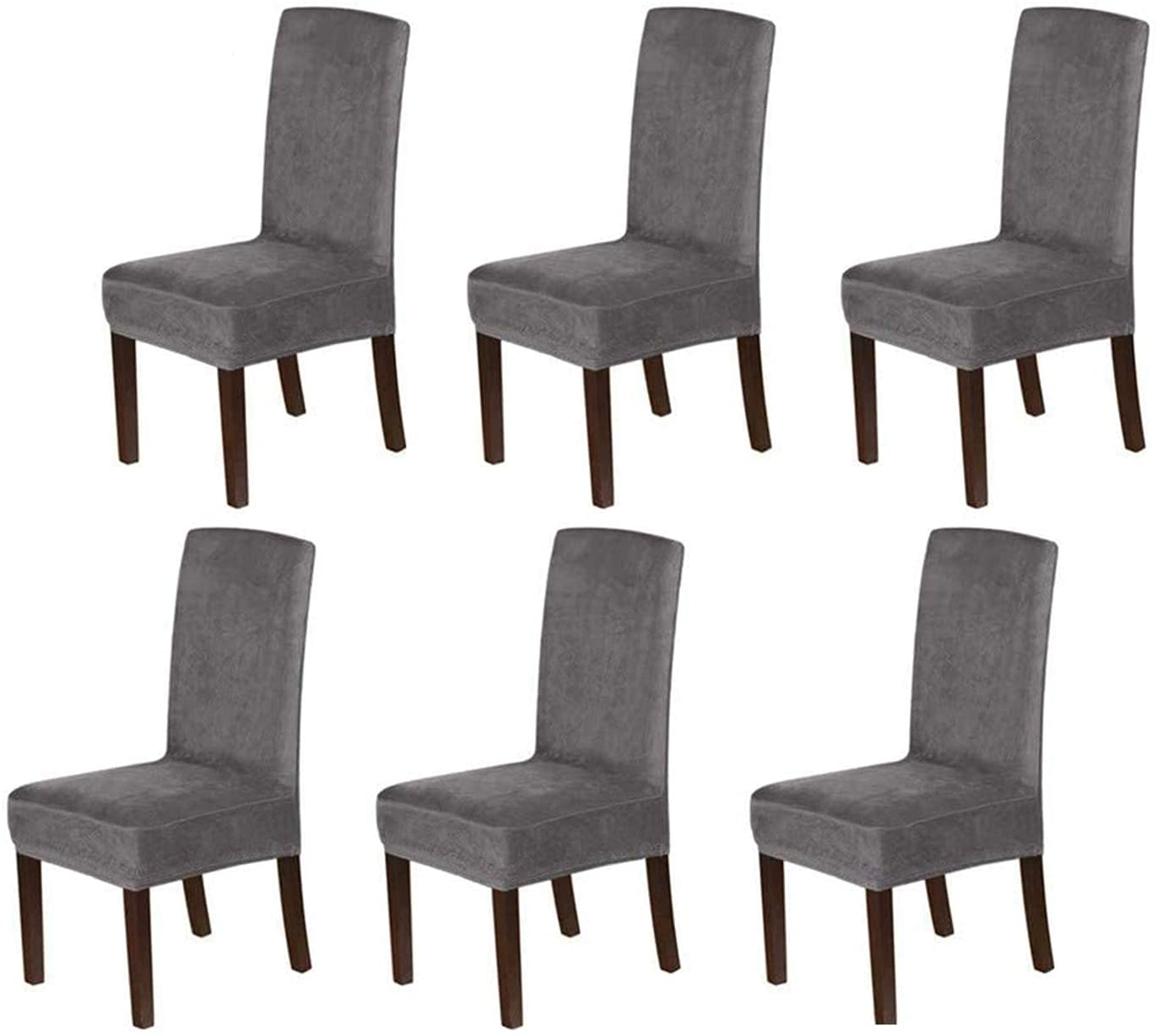 Velvet Dining Chair Covers Set of 6 - Washable Stretch Slipcovers for Home & Restaurant Use