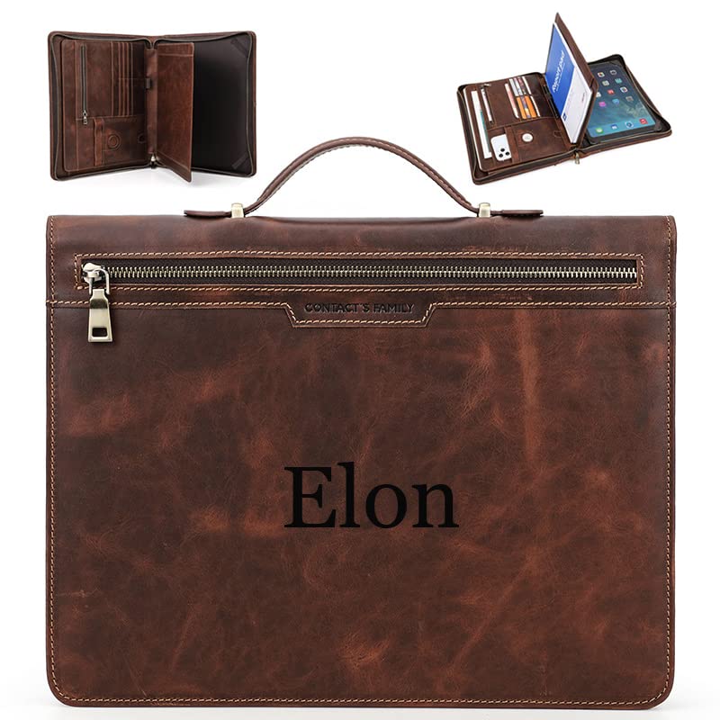 Premium Personalized Leather Padfolio for Business Professionals - Executive Notebook Organizer with Notepad, Fits iPad Pro 12.9