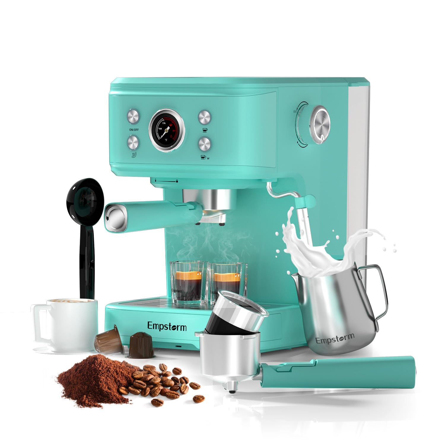 20 Bar Espresso Coffee Machine with Milk Frother Steam Wand - 2 in 1 Latte & Cappuccino Maker, Compatible with Original NS Capsules (Blue) - Perfect for Home Baristas & Coffee Lovers