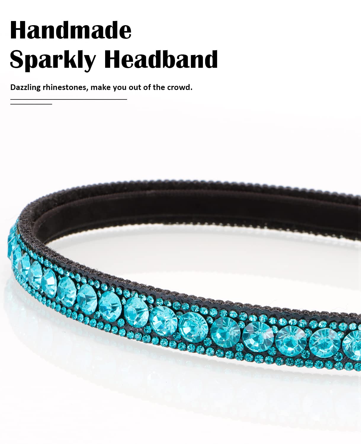 Wecoe Blue Rhinestone Headband for Women - Sparkly Diamond Hair Band | Elegant Accessory for Birthday, Wedding, Bridal, Holiday & Special Occasions | Perfect Gift for Her