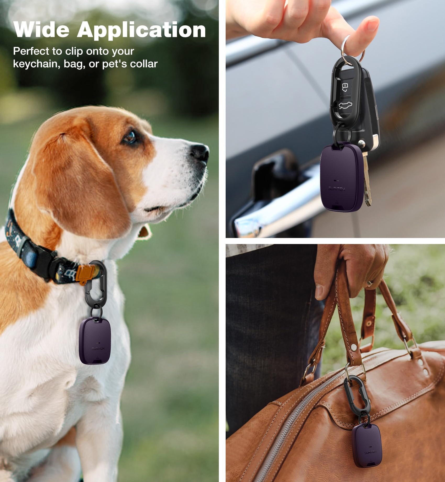 SURITCH 2 Pack AirTag Case with Keyring - Scratch-Resistant Cover for Keys, Pets & Bags (Purple) - Perfect for Travel & Daily Use
