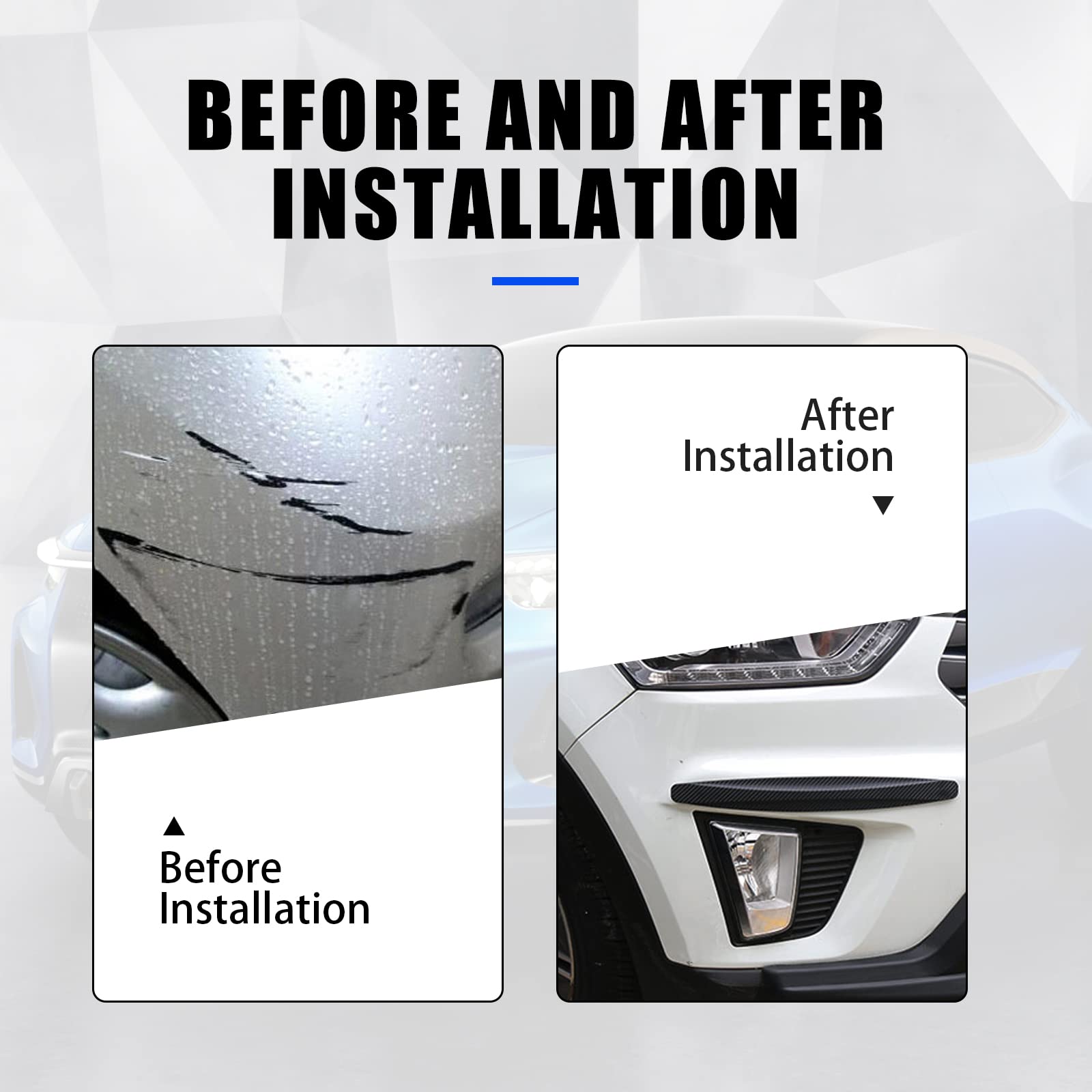 QODOLSI 2-Pack Car Bumper Protector - Front & Rear Anti-Collision Rubber Strips with 3M Adhesive, 15.75